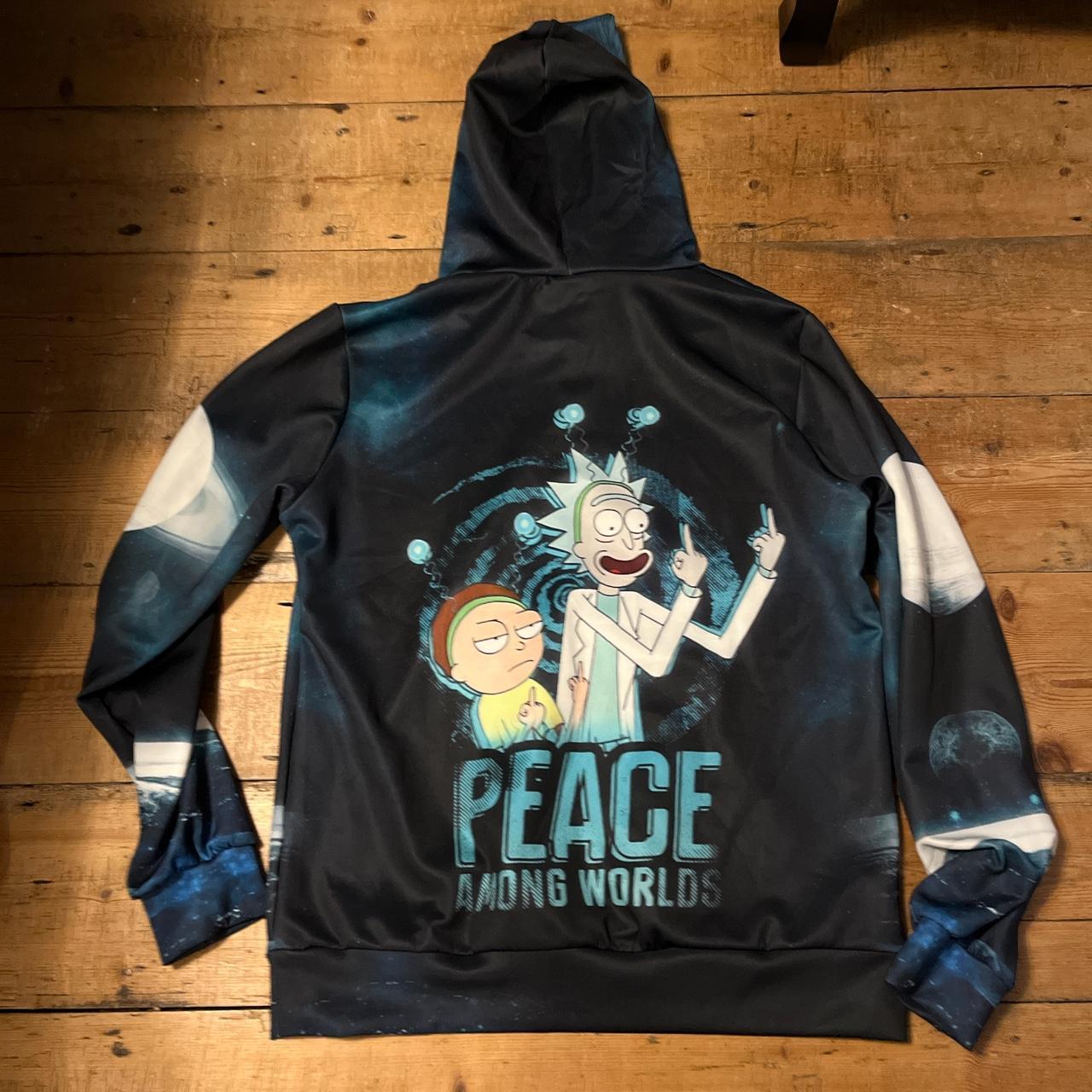 New Rick and Morty hoodie Peace among worlds Size. Depop