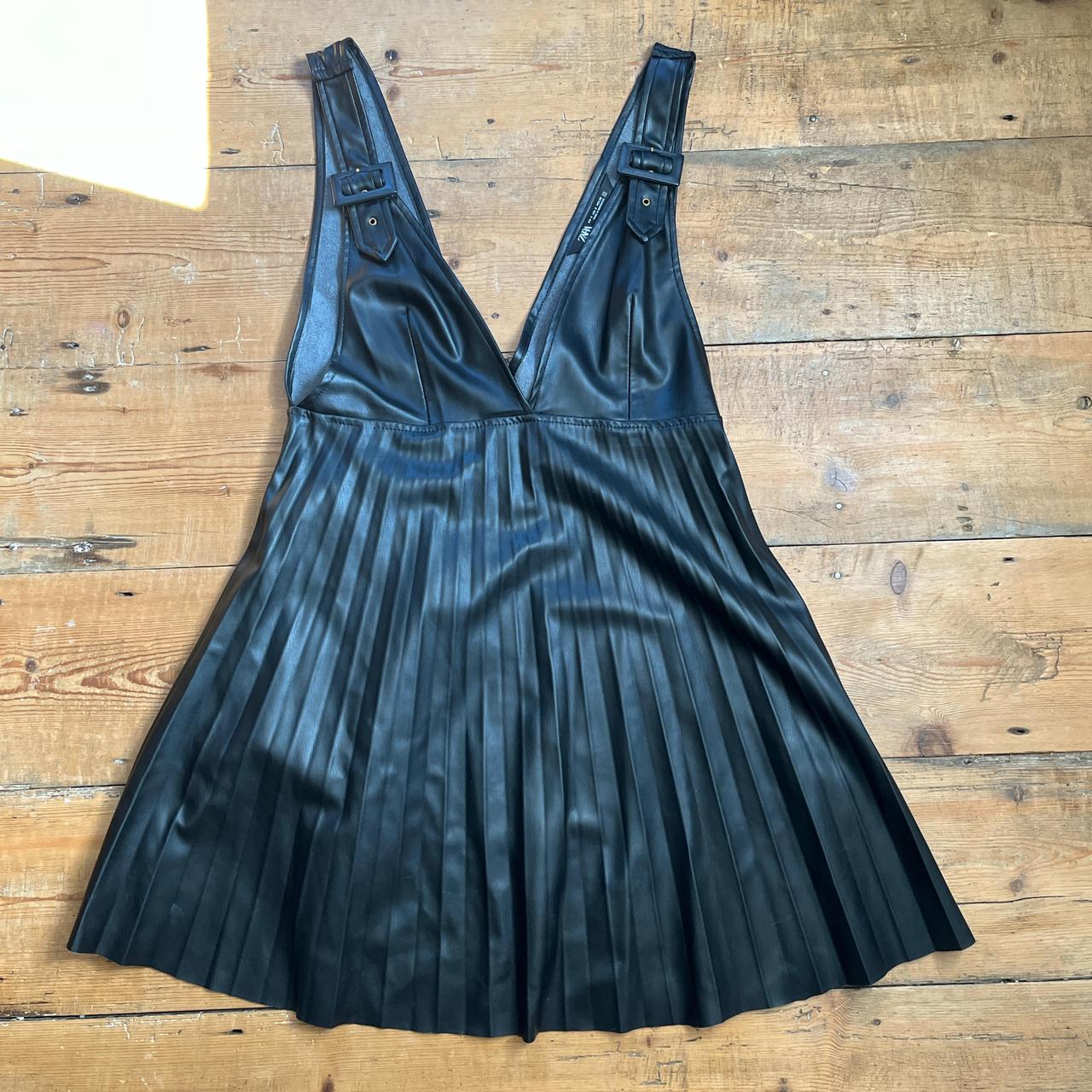 Zara faux leather pinafore dress Size small. Fit an. Depop