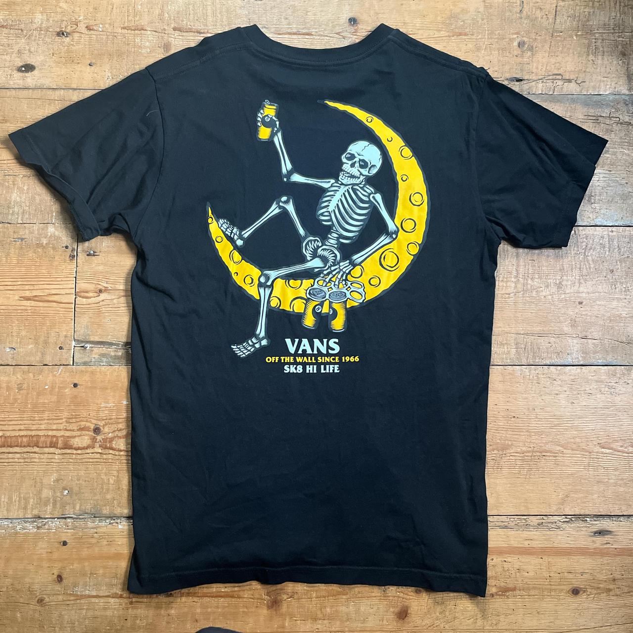 Vans skeleton on a crescent moon black t shirt Size. Depop