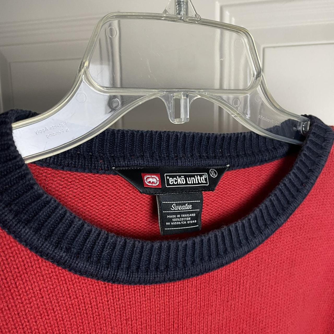 Vintage Y2K Ecko Unlimited red knit men's sweater... - Depop