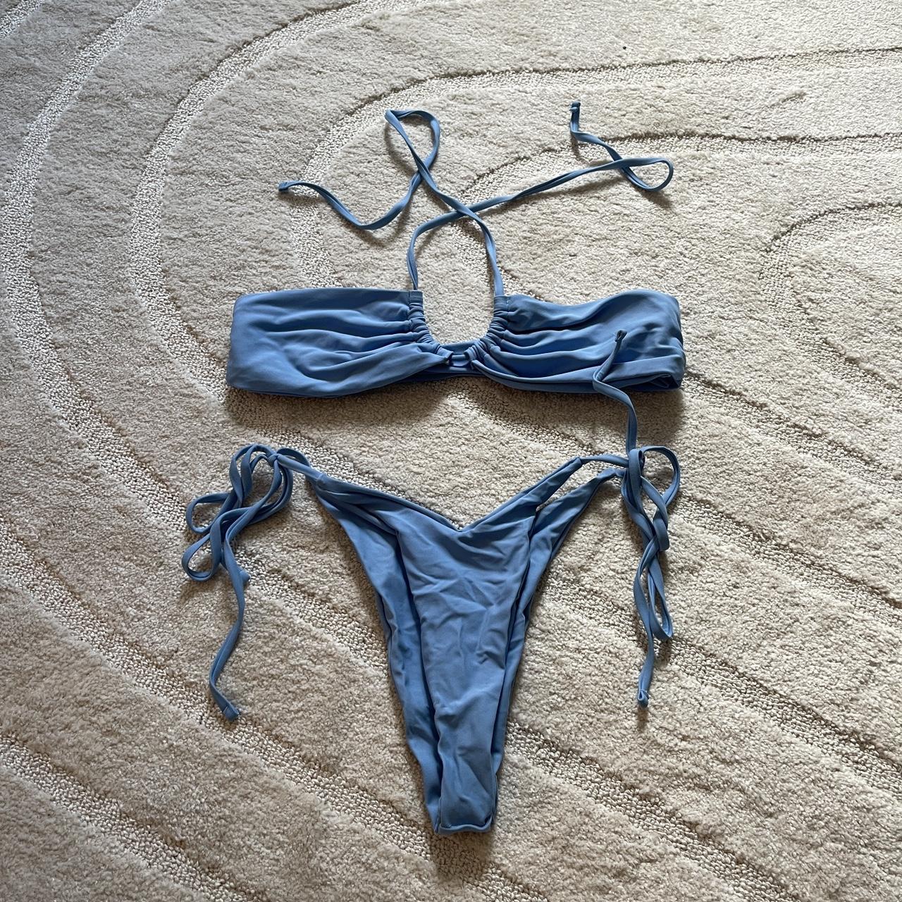 shein baby blue thong bikini. bottom is a flattering... - Depop