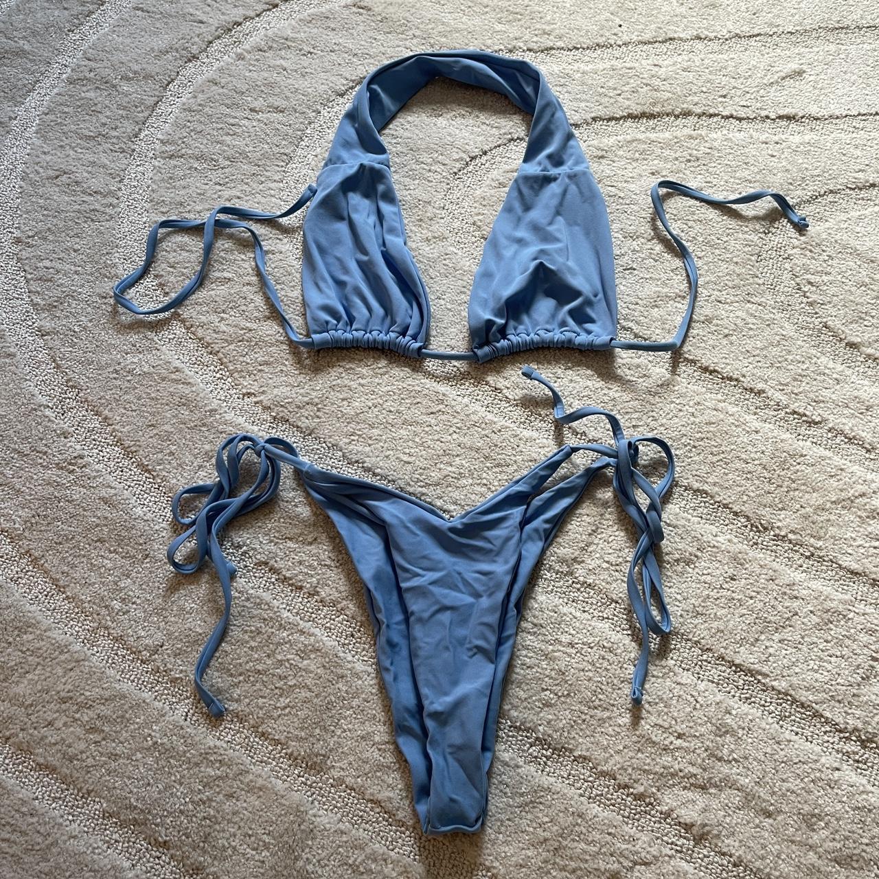 shein baby blue thong bikini. bottom is a flattering... - Depop