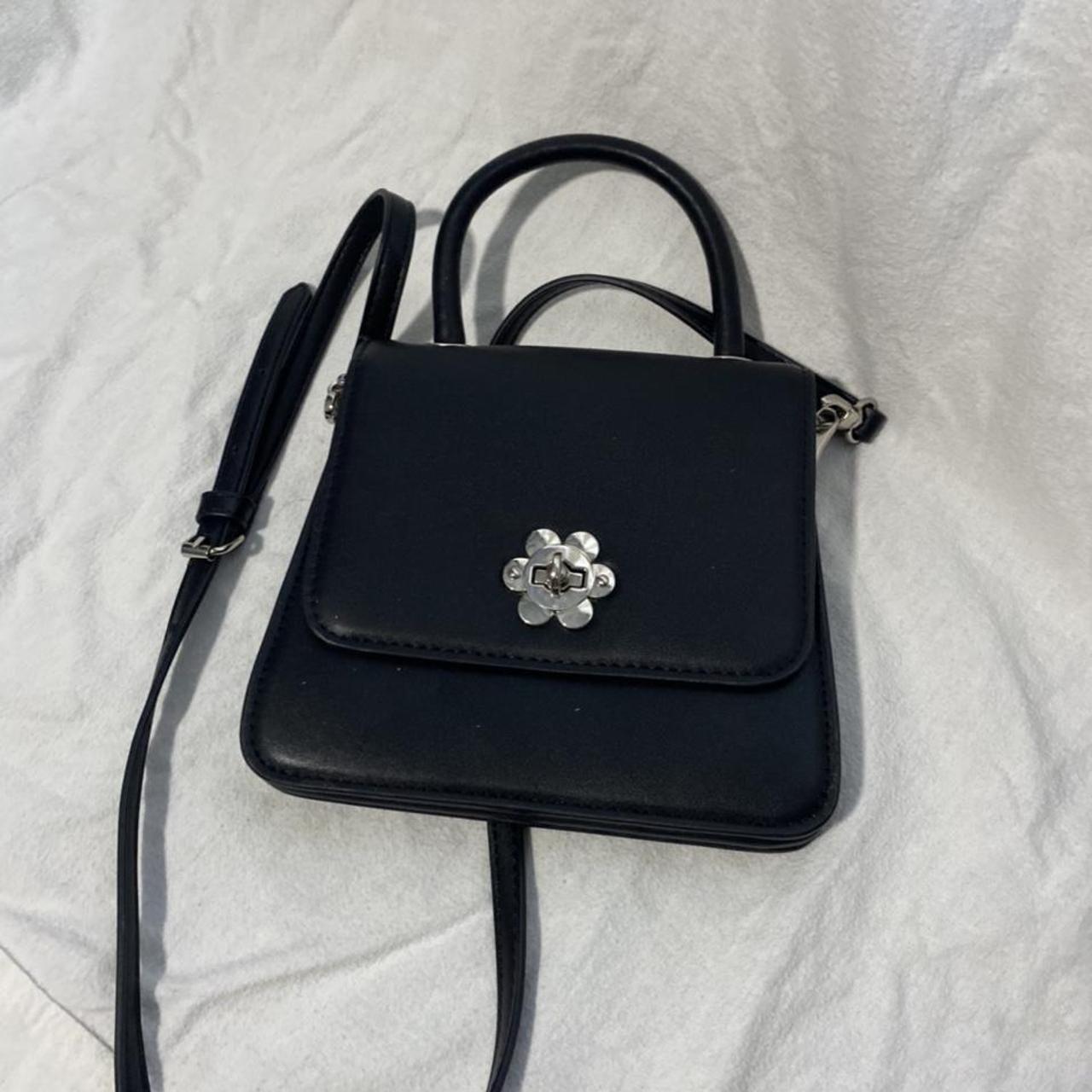 Thin Black leather accordion opening Crossbody bag... - Depop
