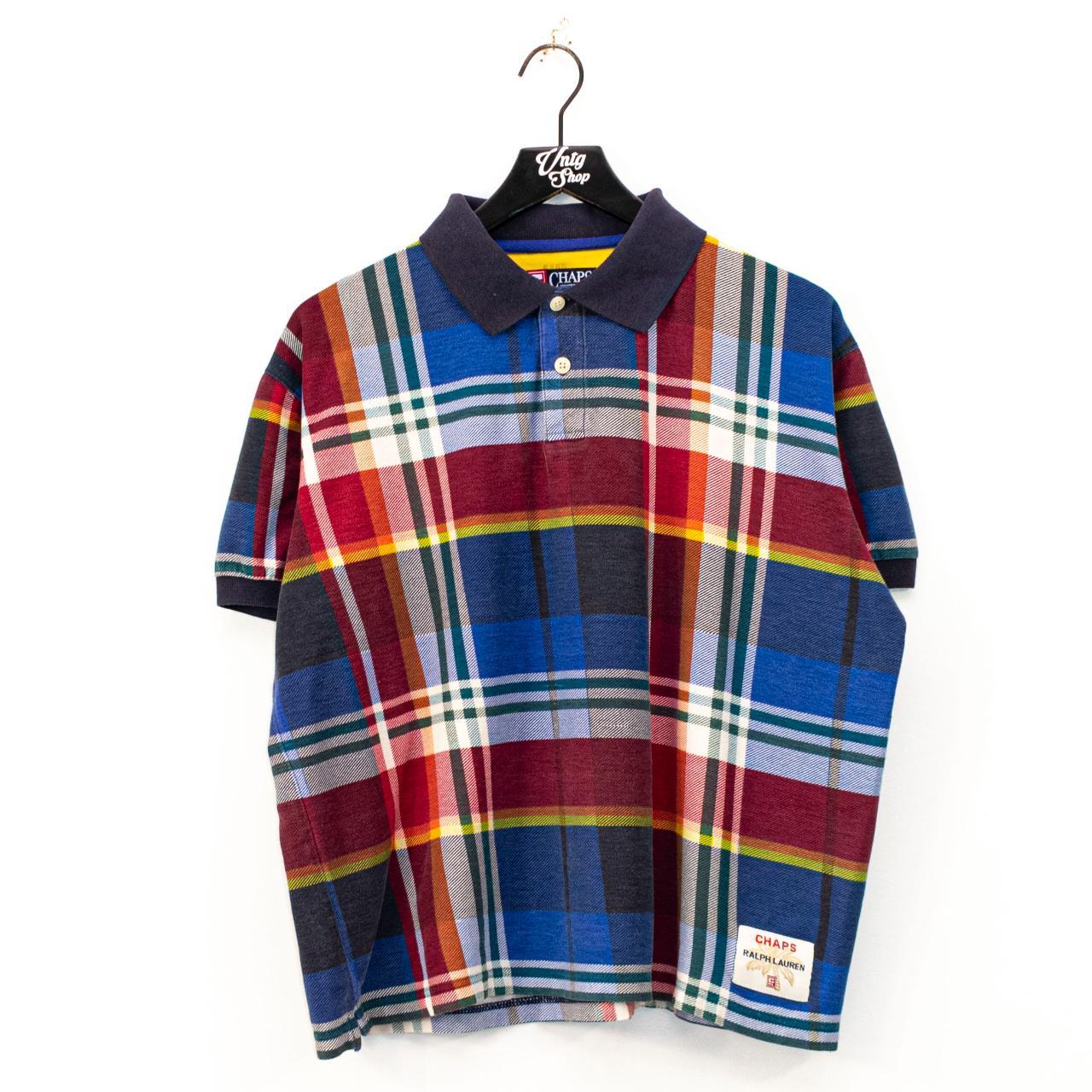 Vintage 90s Chaps Ralph Lauren Patch Plaid Polo Depop 9860