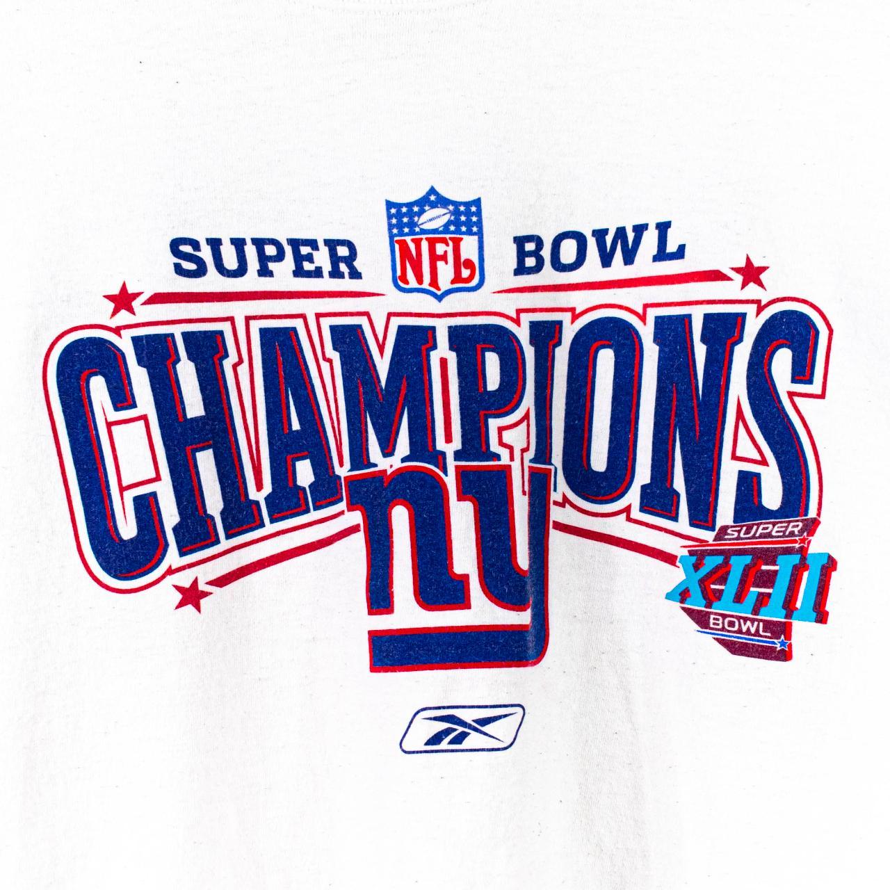 Reebok White New York Giants Super Bowl XLII Long Sleeve