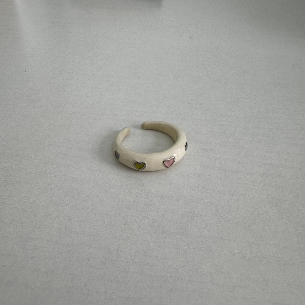 Women's Ring - White/Multi – White ceramic ring w… - image 1