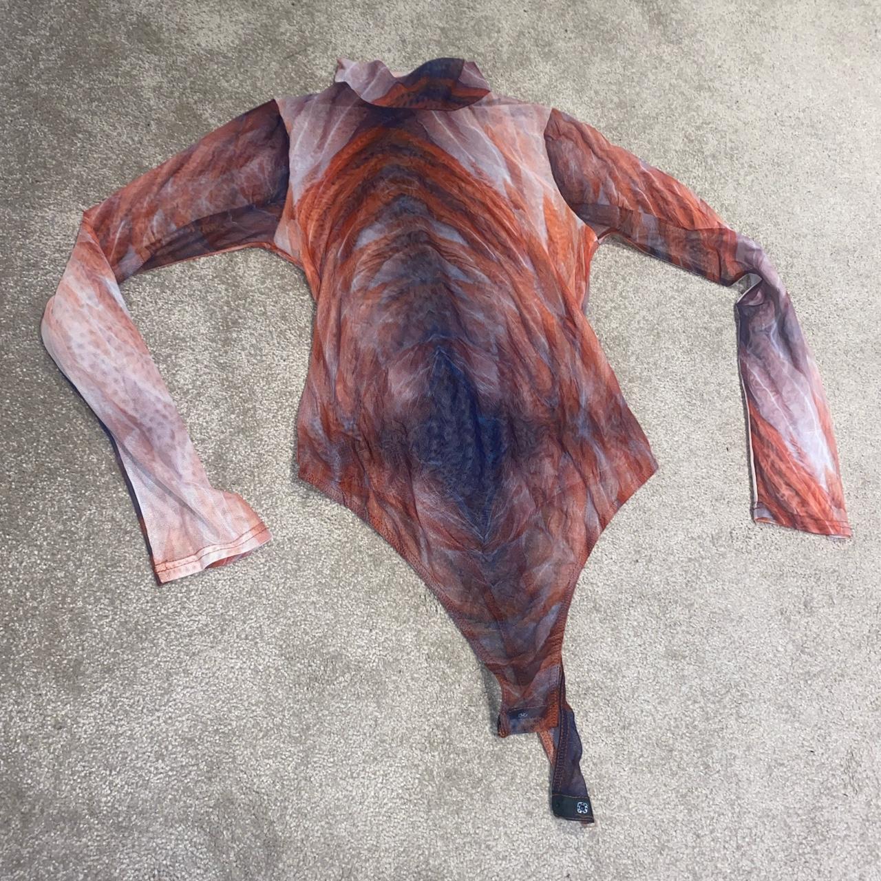 Mesh abstract bodysuit High neck Long sleeve Size... Depop