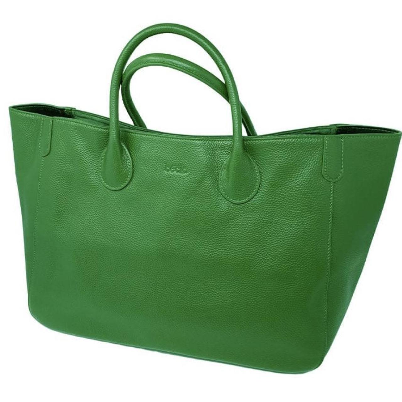 BĒCKSs Green Leather tote bag The Beck Medium... - Depop