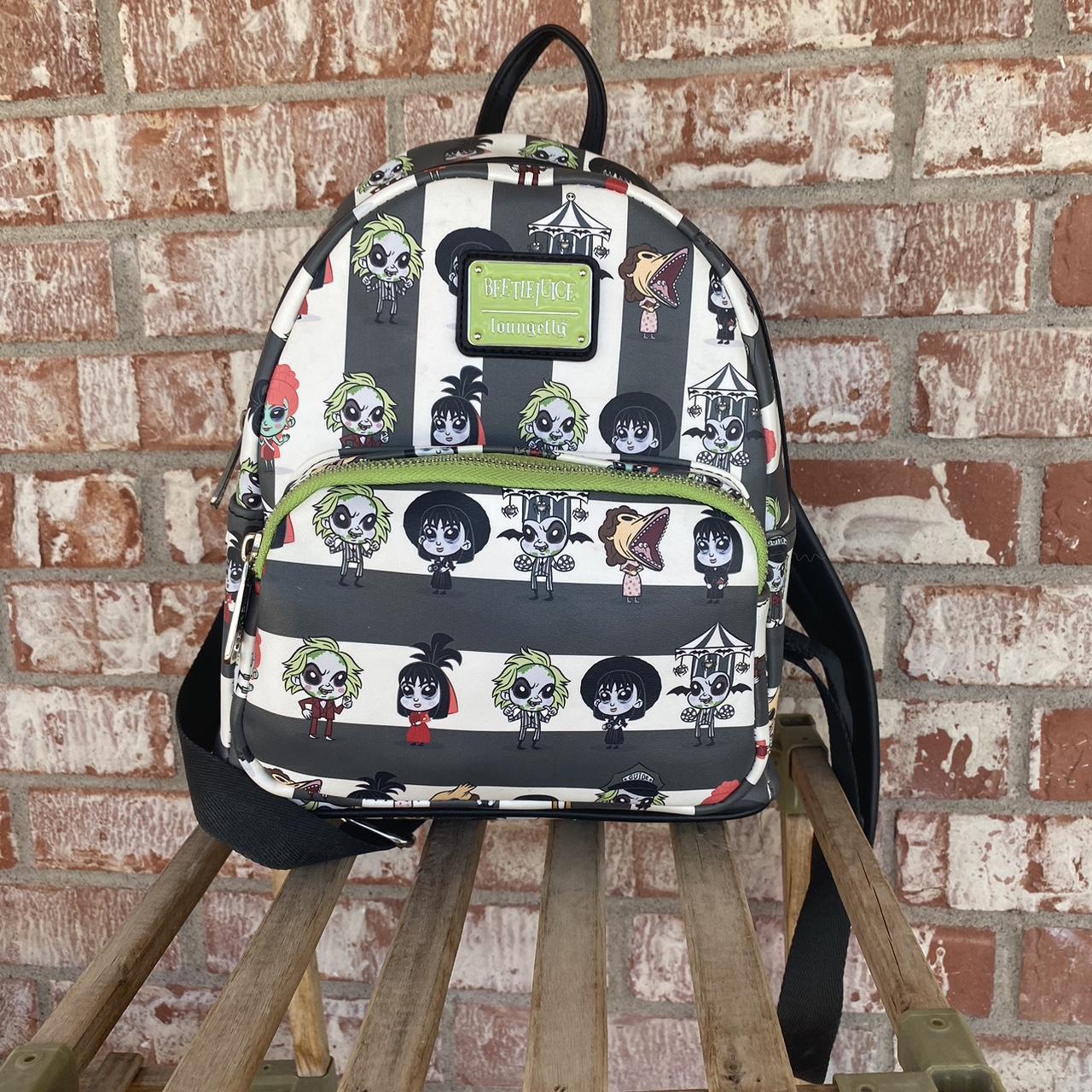 Loungefly mini backpack beetle juice design used