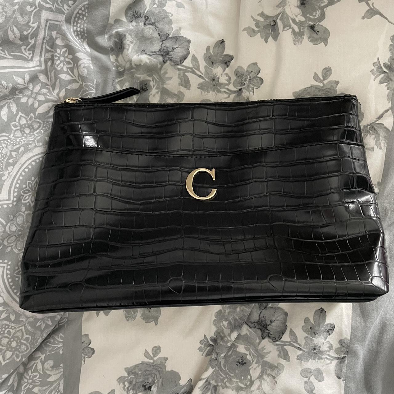 Primark black faux crocodile toiletry makeup bag