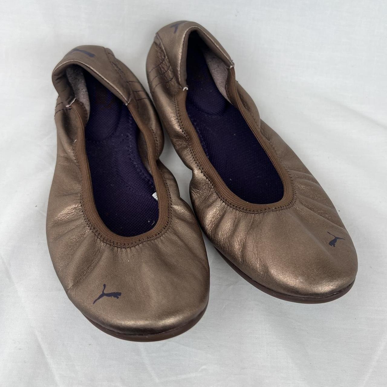 PUMA BALLET FLATS Vintage 00s Puma metallic gold. Depop