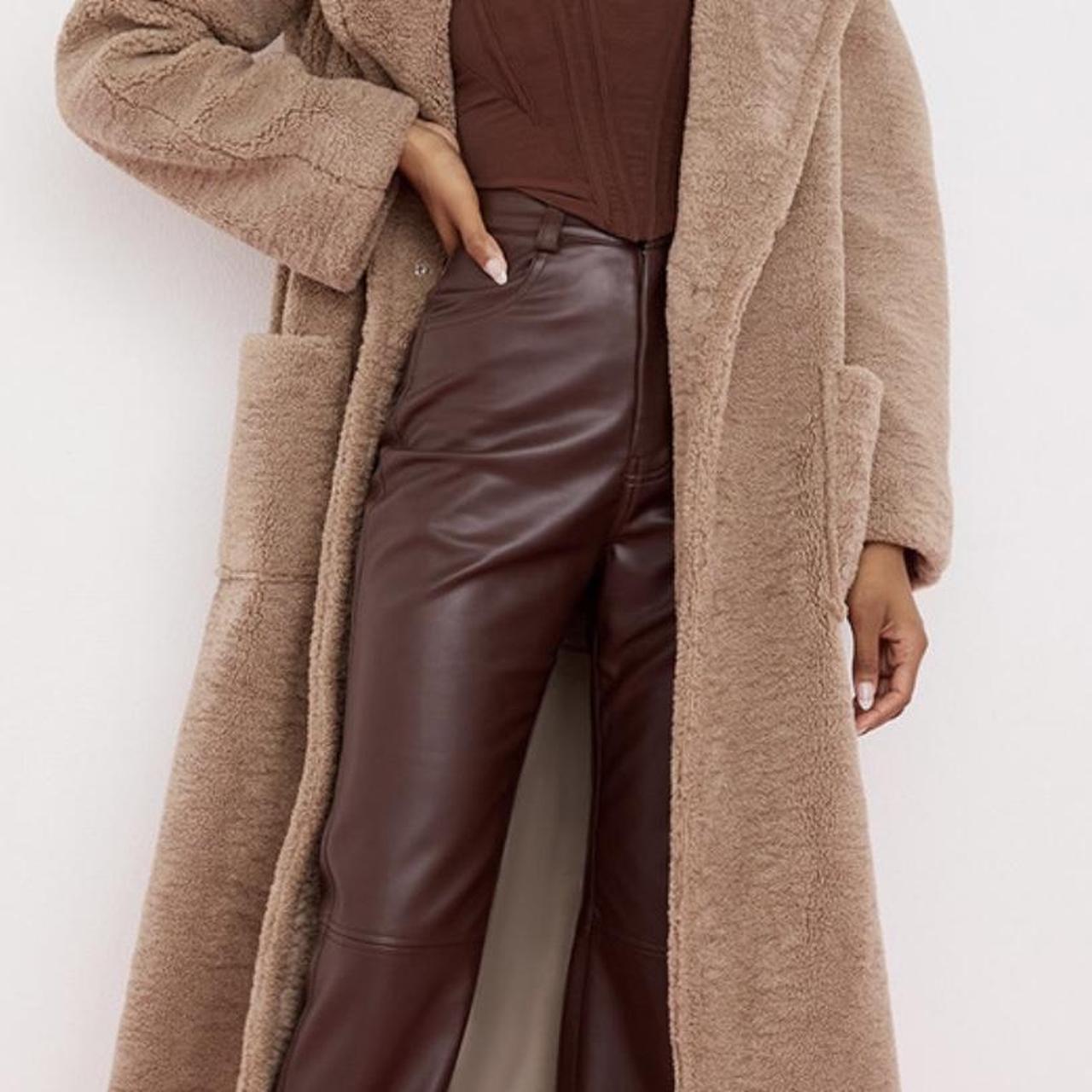 House of CB Haze TAUPE VEGAN SHEARLING MAXI TEDDY