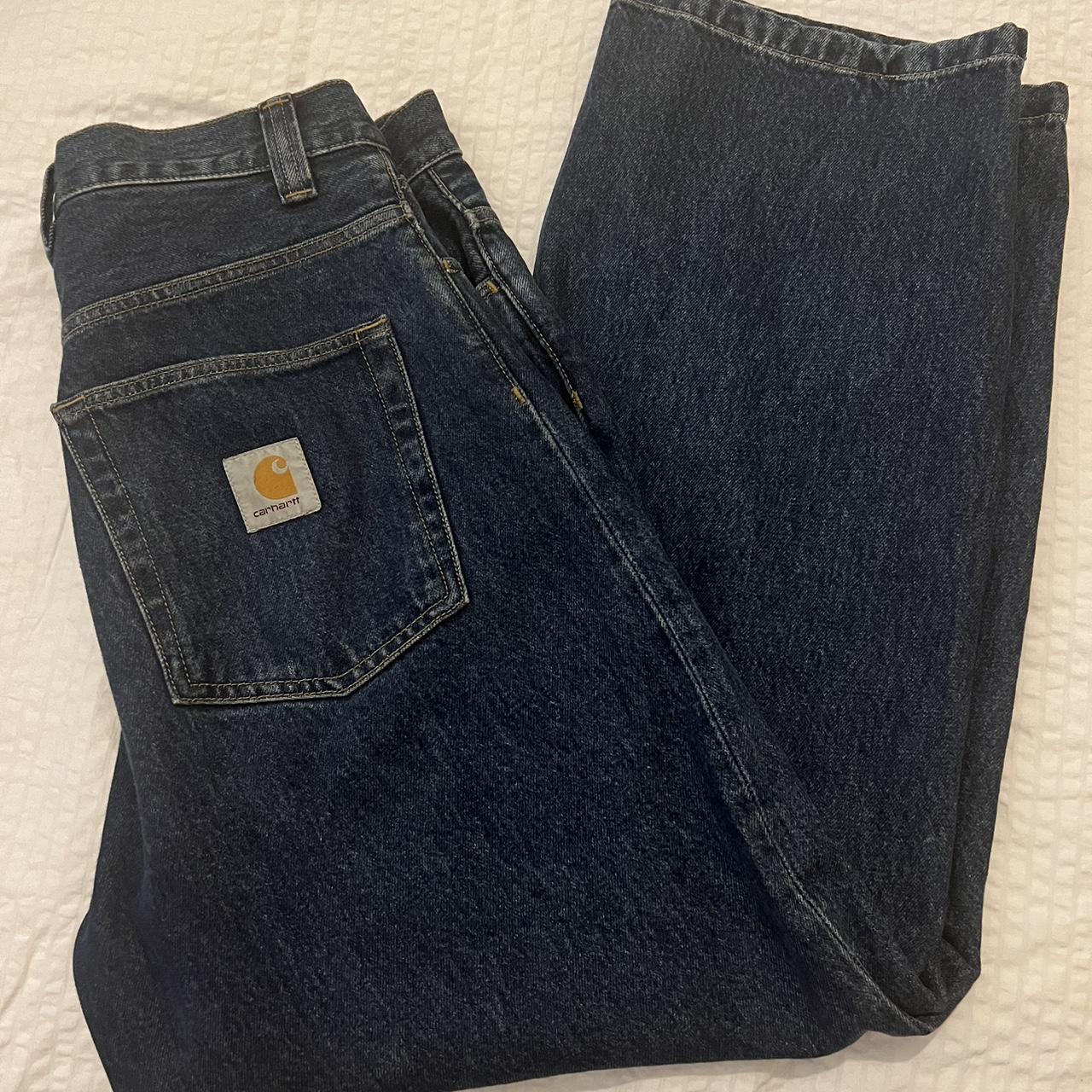 CARHARTT WIP LANDON LOOSE STRAIGHT JEANS IN BLUE... - Depop