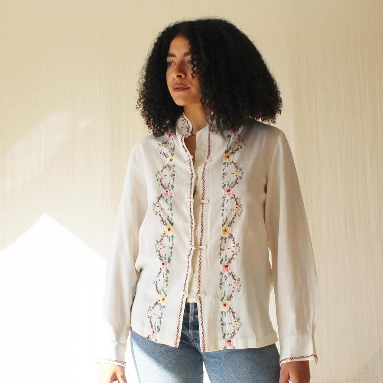 Vintage 1970s silk embroidered Chinese blouse It’s... - Depop