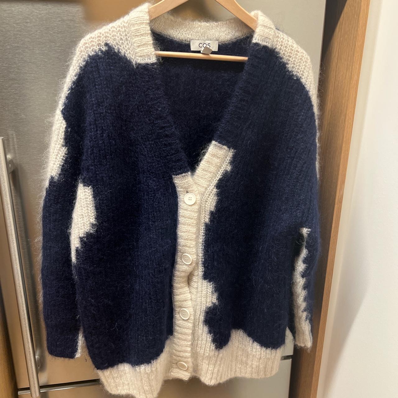 COS blue oversized mohair sweater worn one time- in... - Depop