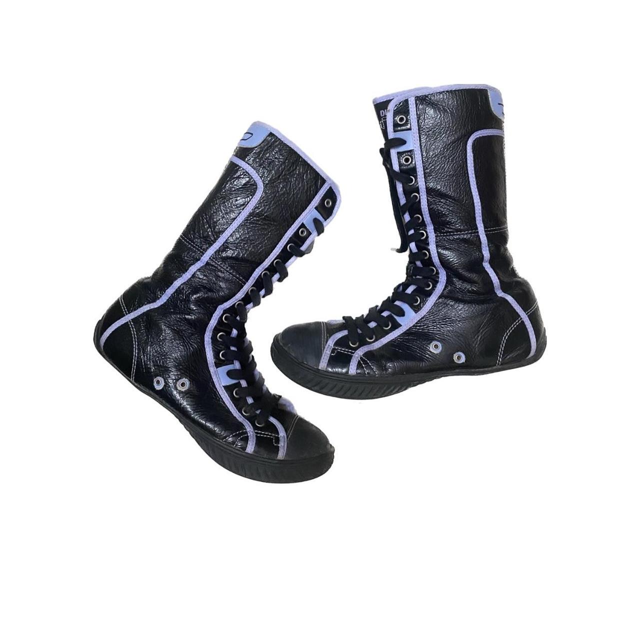 Black Leather "Barbarian" Diesel Boxing Shoes In... Depop