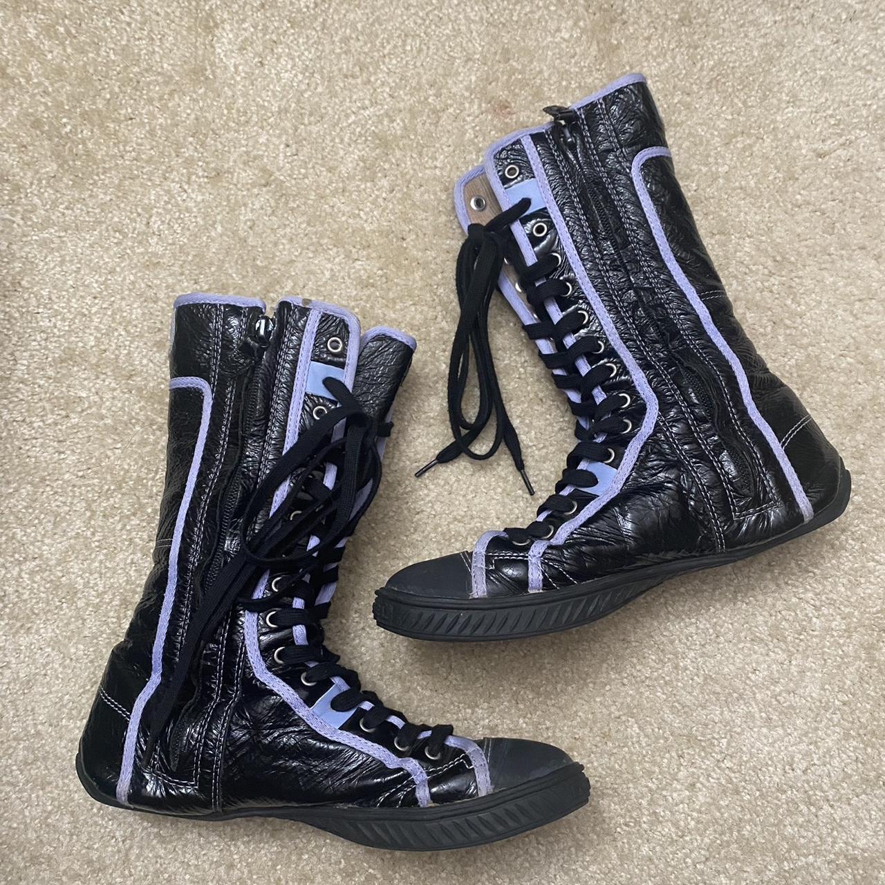 Black Leather "Barbarian" Diesel Boxing Shoes In... Depop