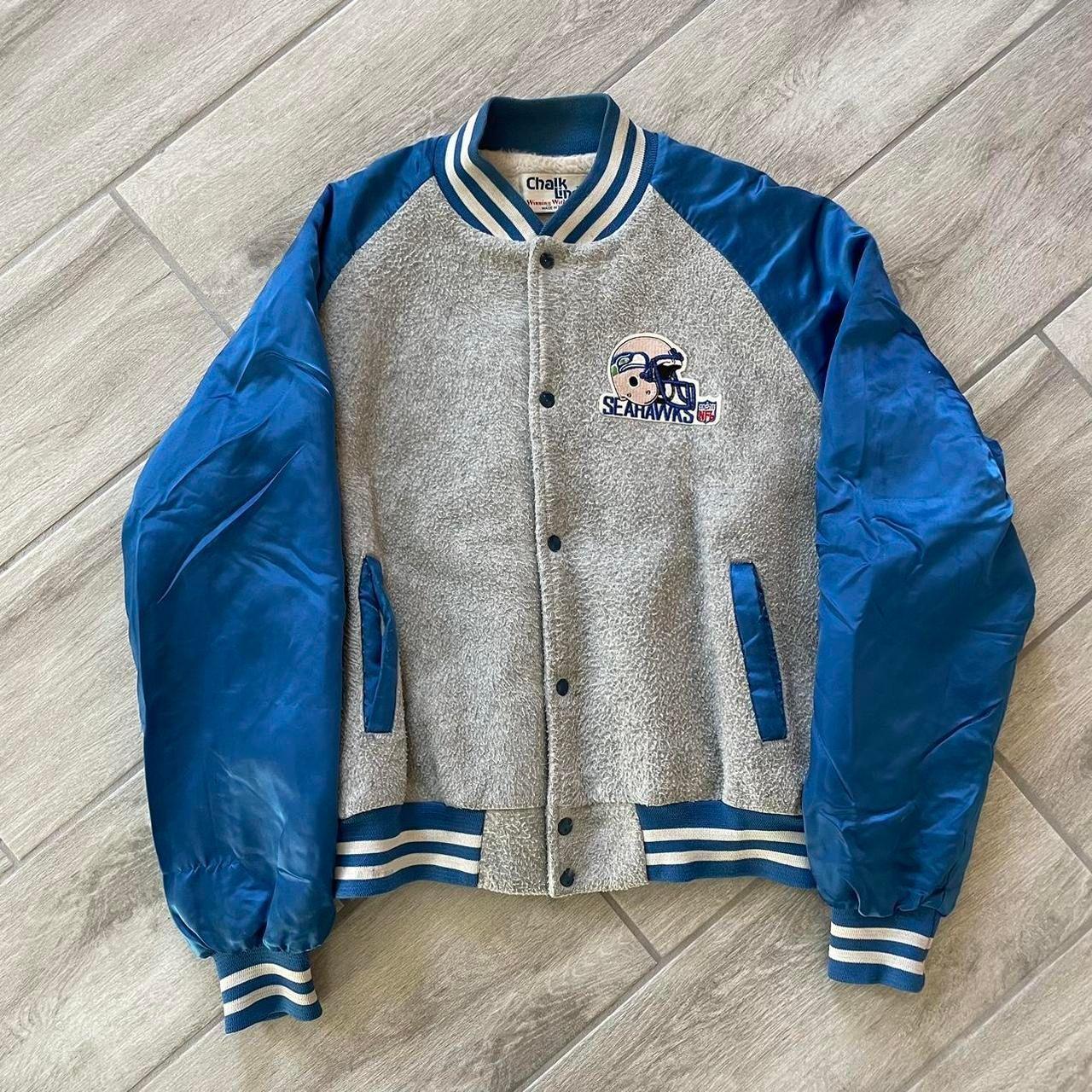 Chalk Line Men's Grey and Blue Jacket Depop