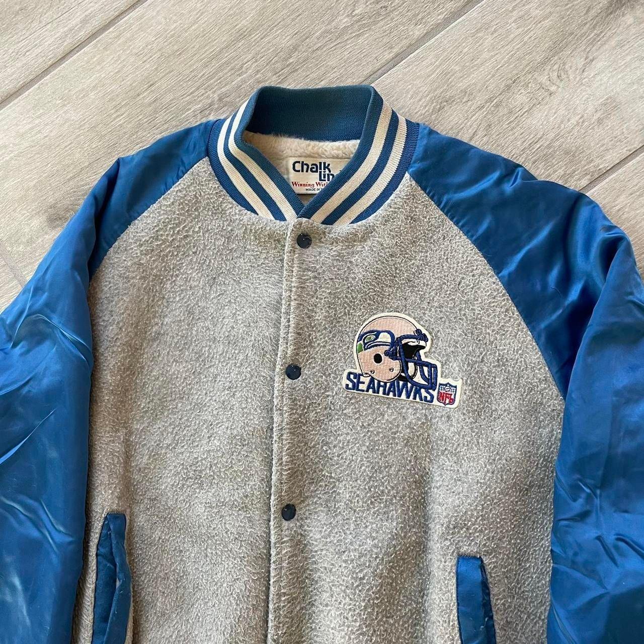 Chalk Line Men's Grey and Blue Jacket Depop