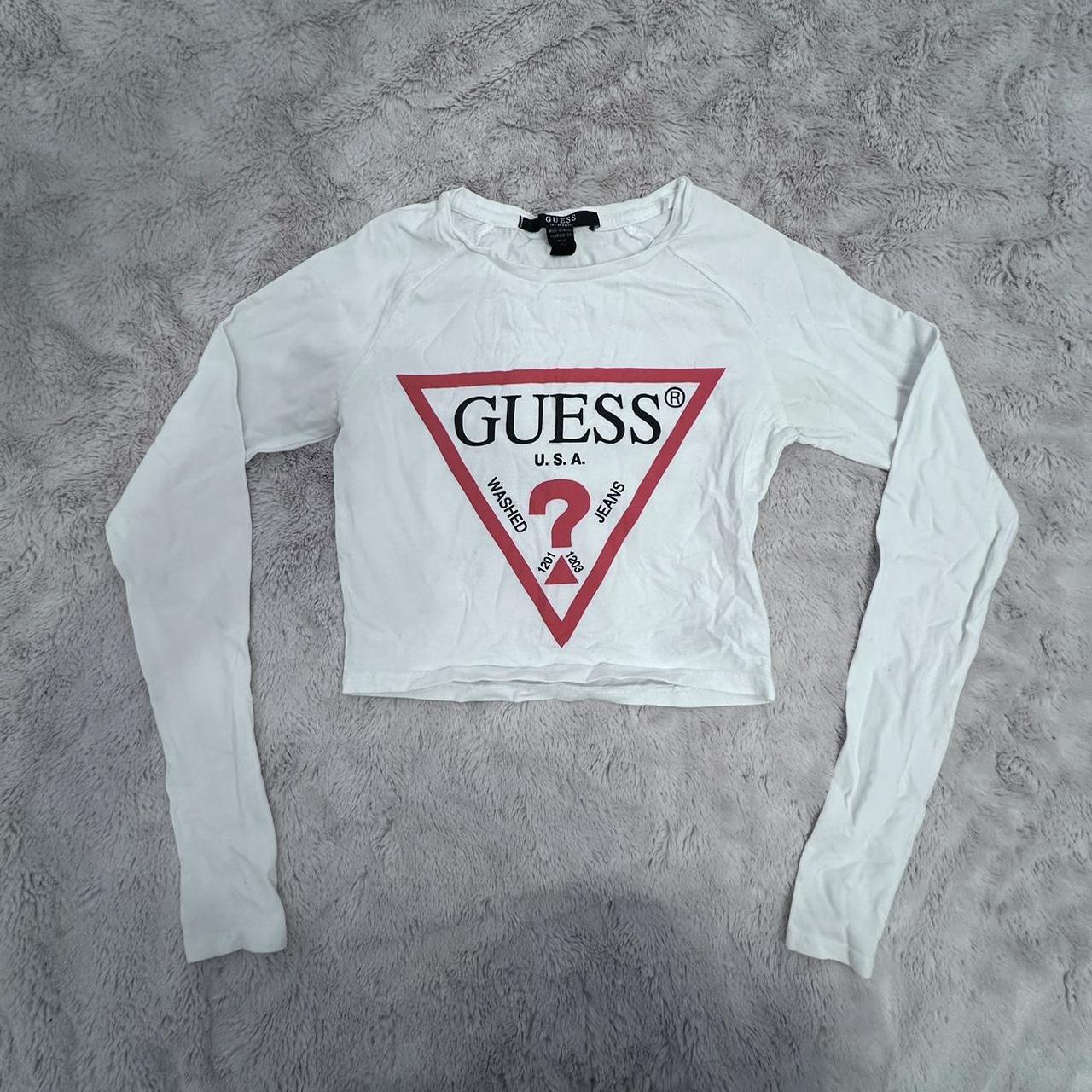 Guess long sleeve cropped tee Size XS Depop