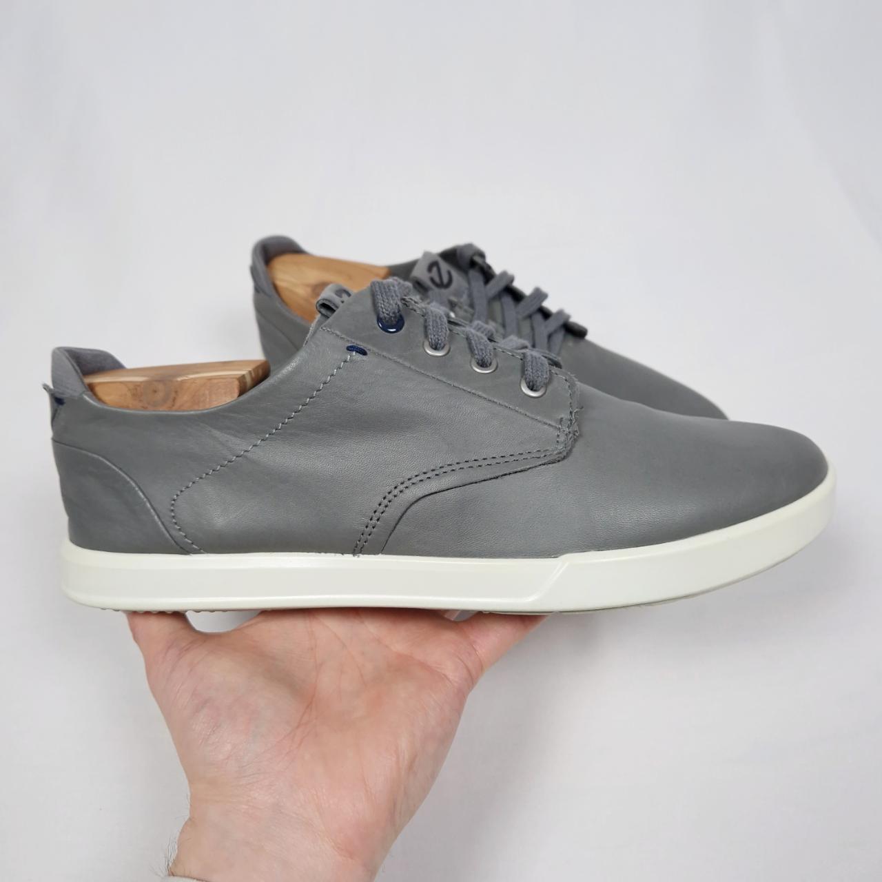 Men's ECCO Grey Soft Leather Low Top Trainers Collin... - Depop