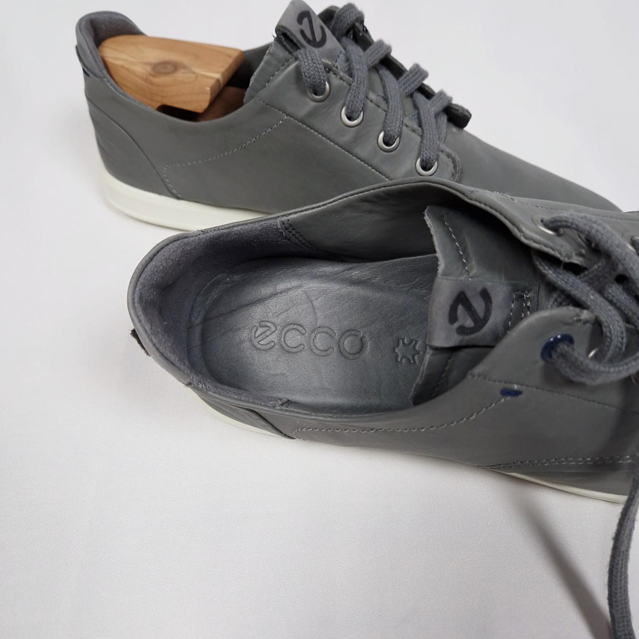 Men's ECCO Grey Soft Leather Low Top Trainers Collin... - Depop