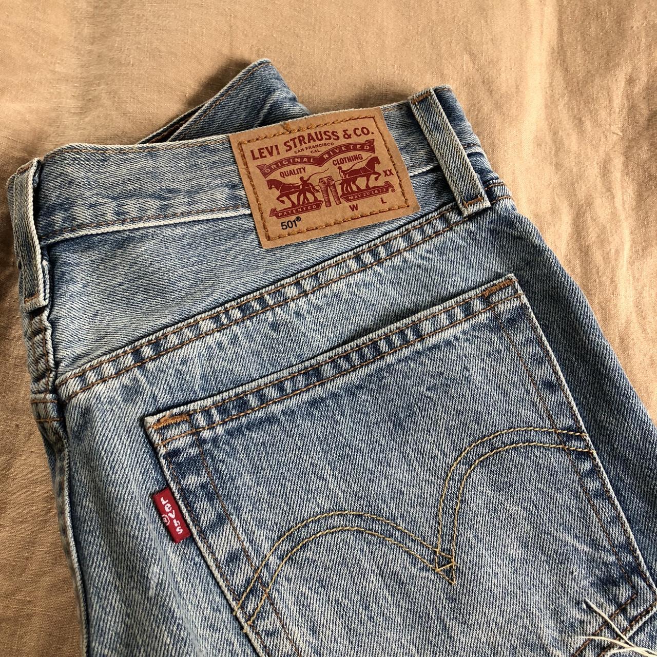 levi’s cut off denim jean shorts! tag says w 25,... - Depop