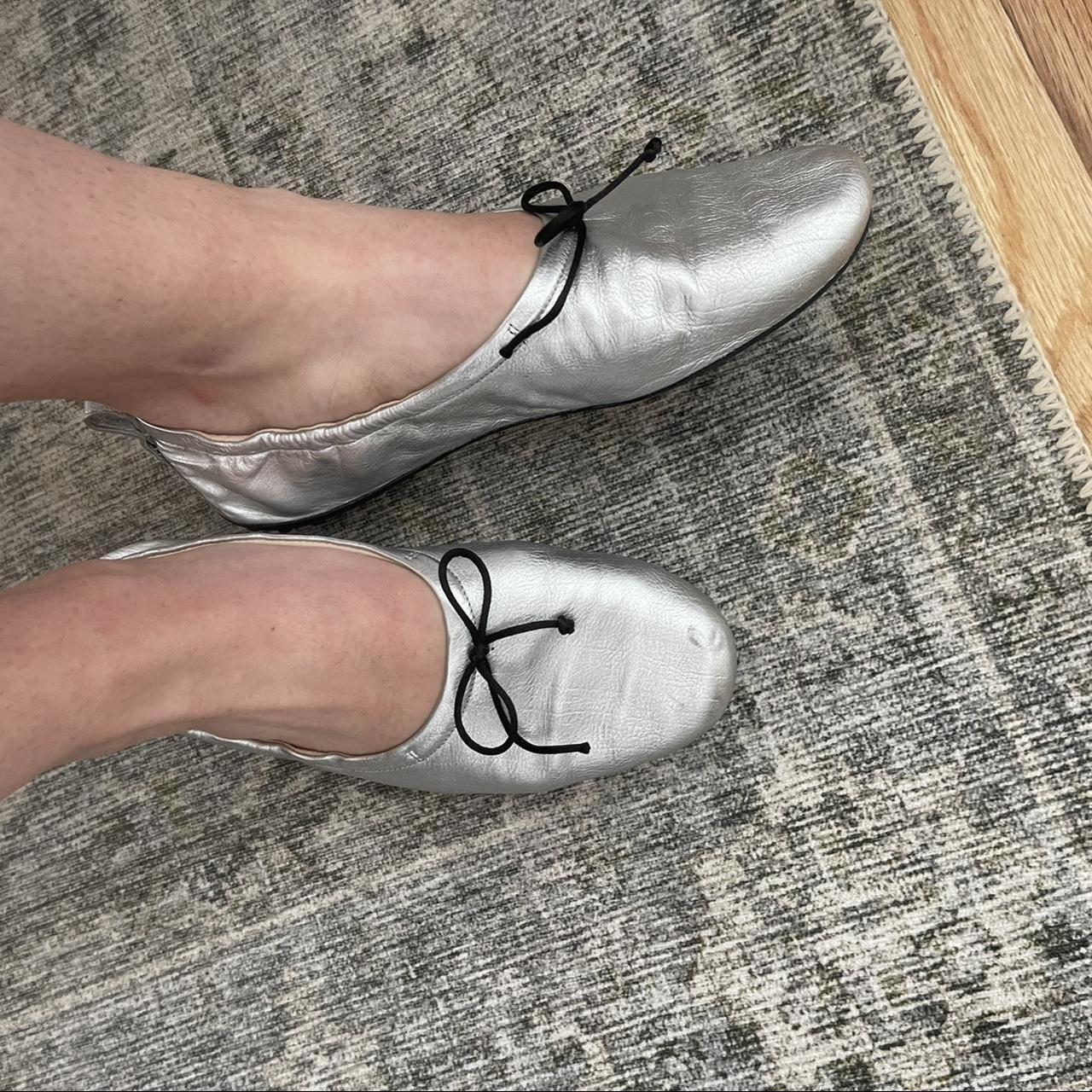 Tods Women's Silver Ballet-shoes | Depop