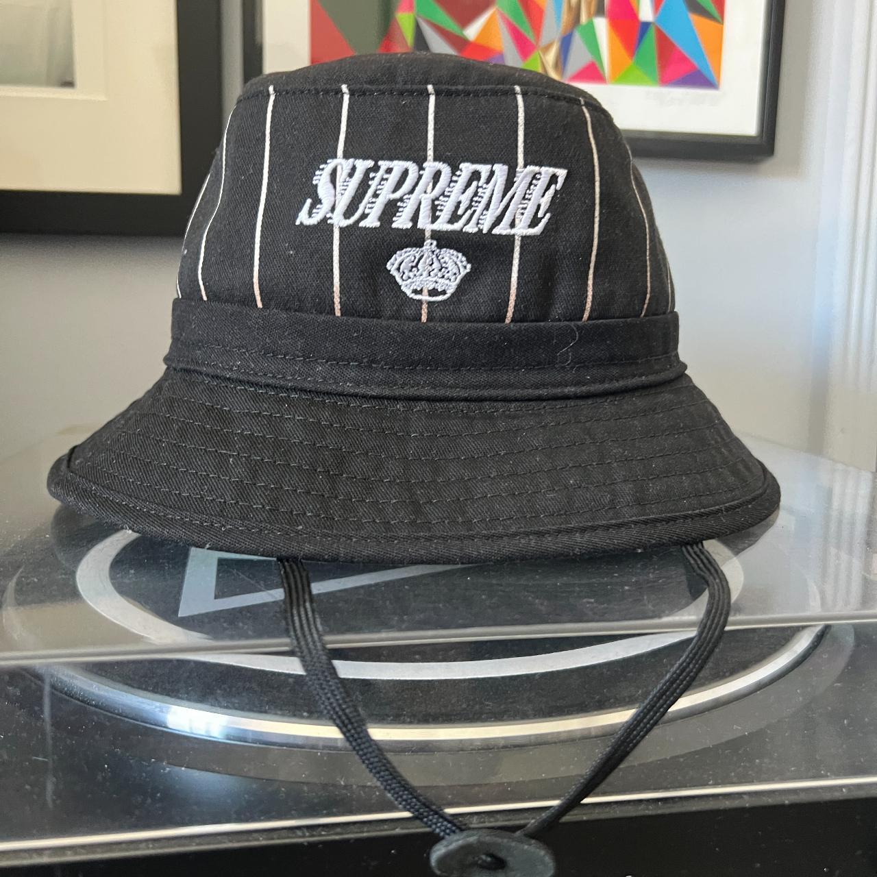 Supreme new York original logo black bucket hat, - Depop