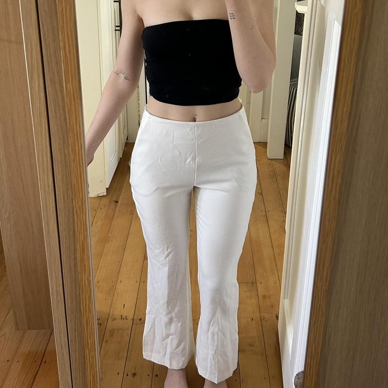 ZARA white pants Great condition no flaws Zips at... - Depop