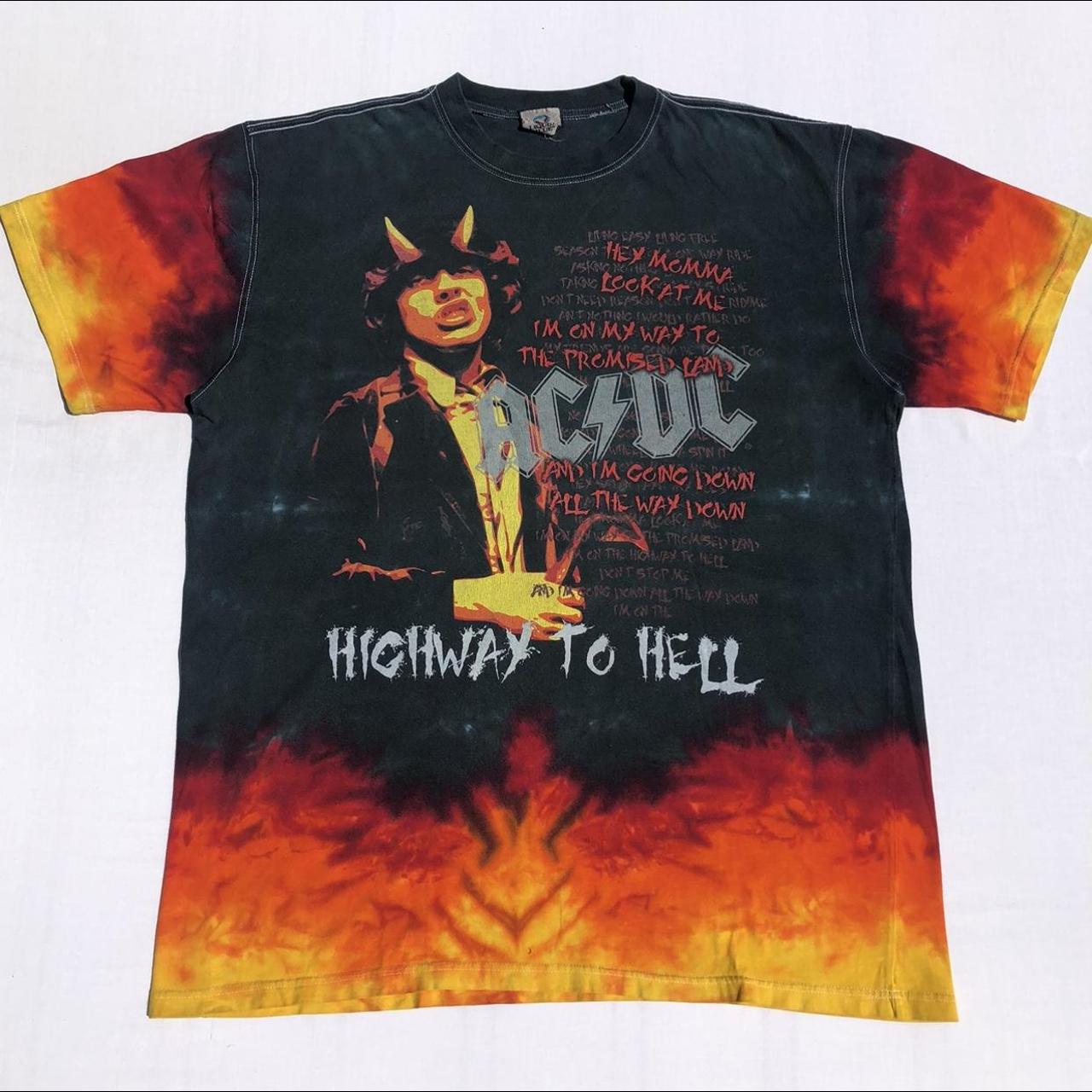 Vintage AC/DC tie dye band liquid blue graphic... - Depop