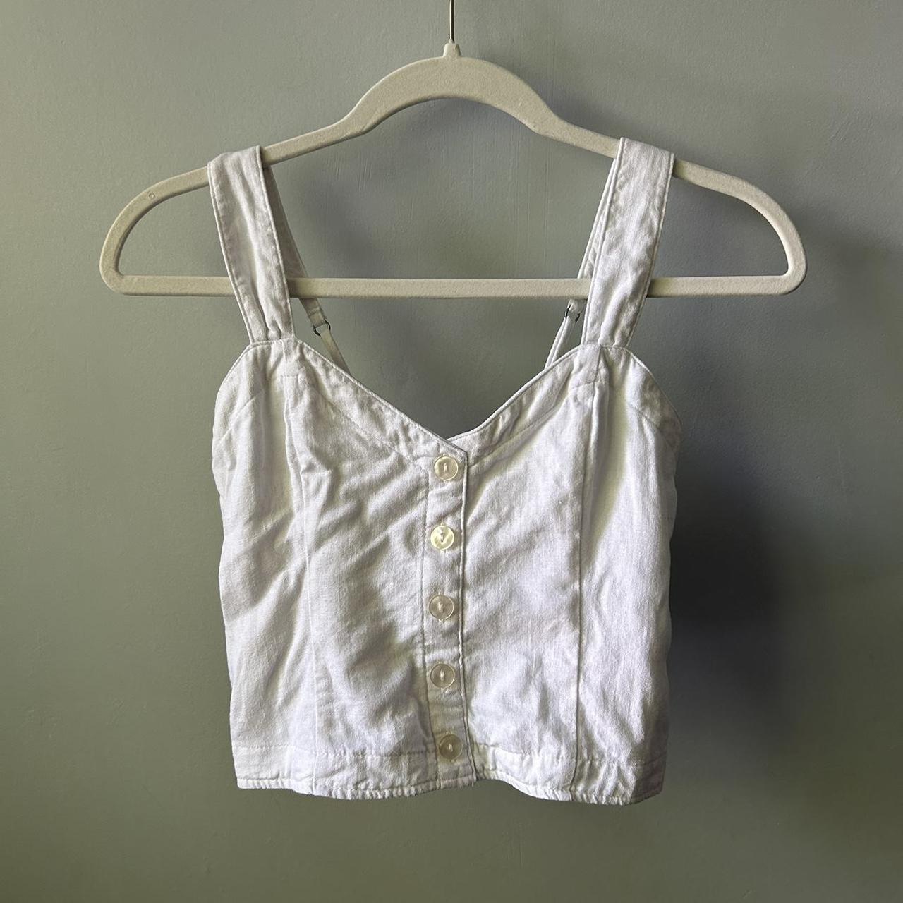 abercrombie linen tank top size extra small has a... - Depop