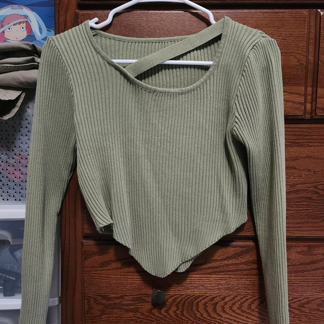 grass green acubi asymmetrical top with a cool... - Depop