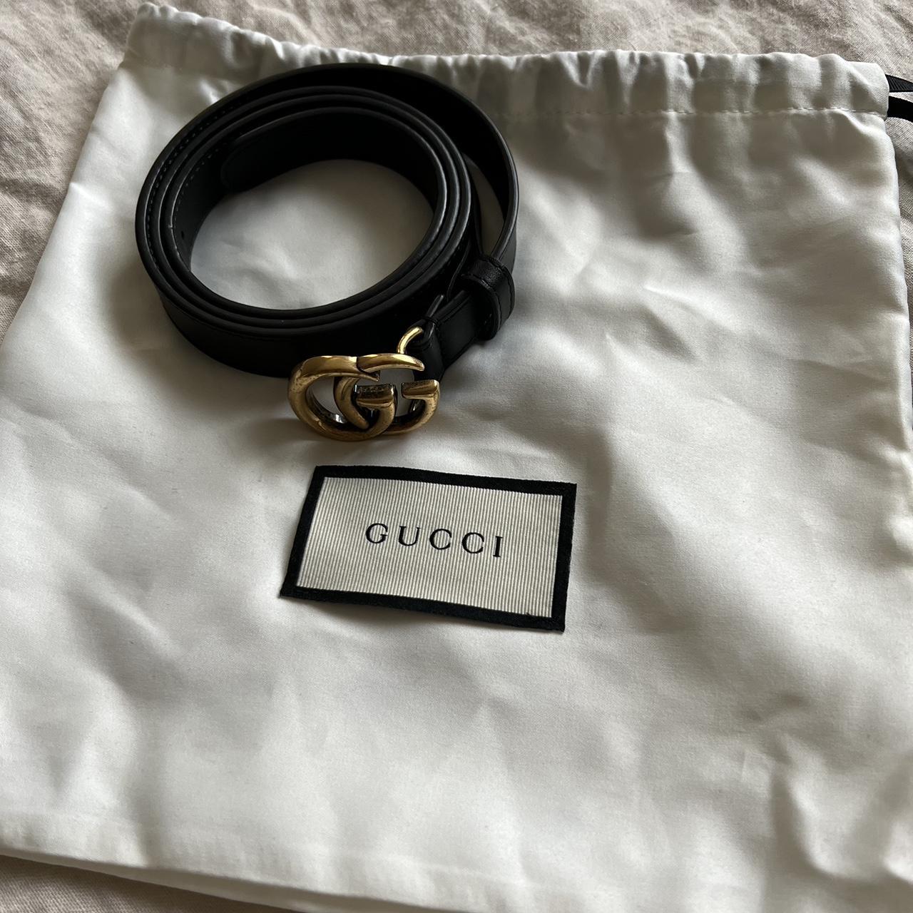 Gucci Double G order Black Leather Belt 80 32