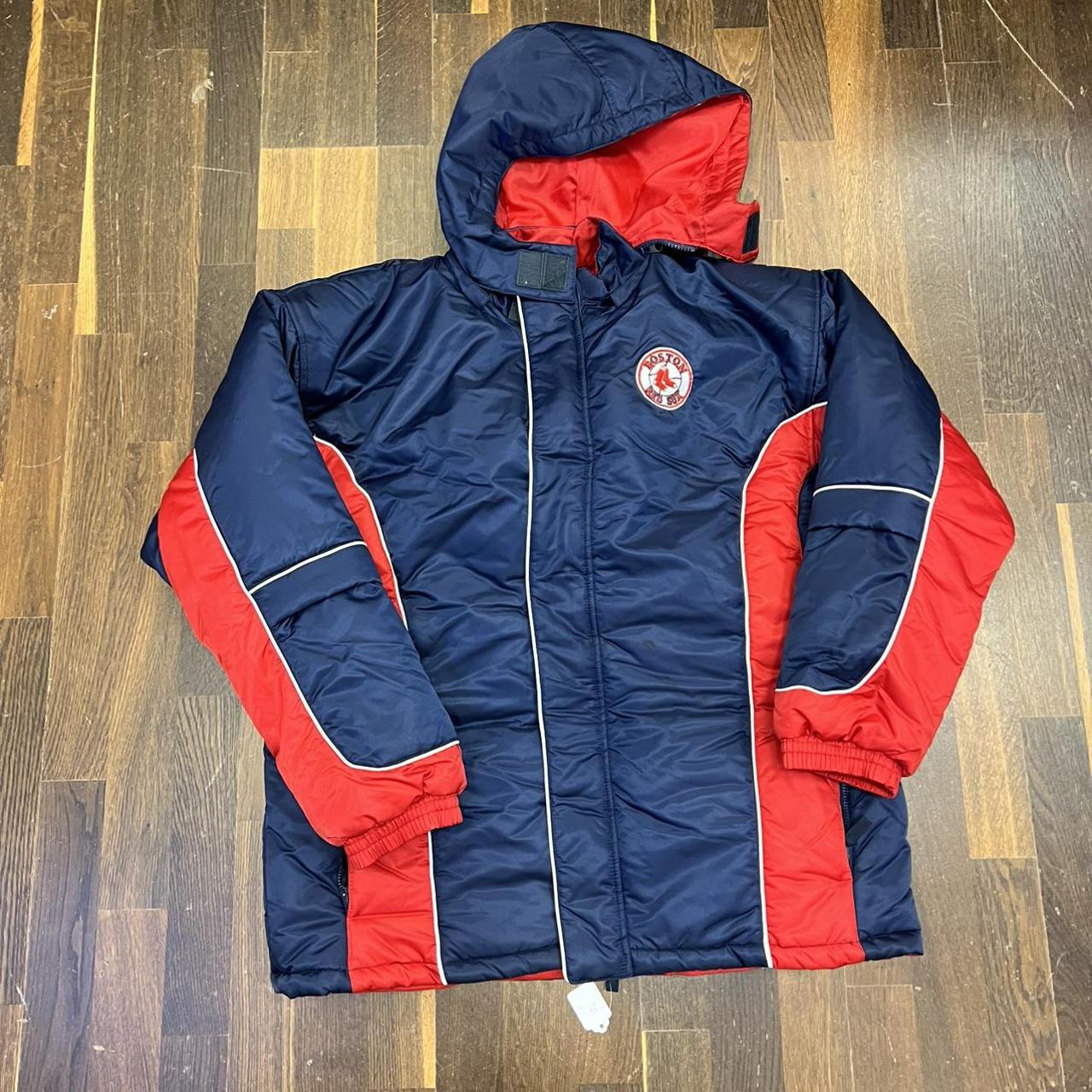 Item: 2003 Red Sox jacket Size: XL Condition: used - Depop