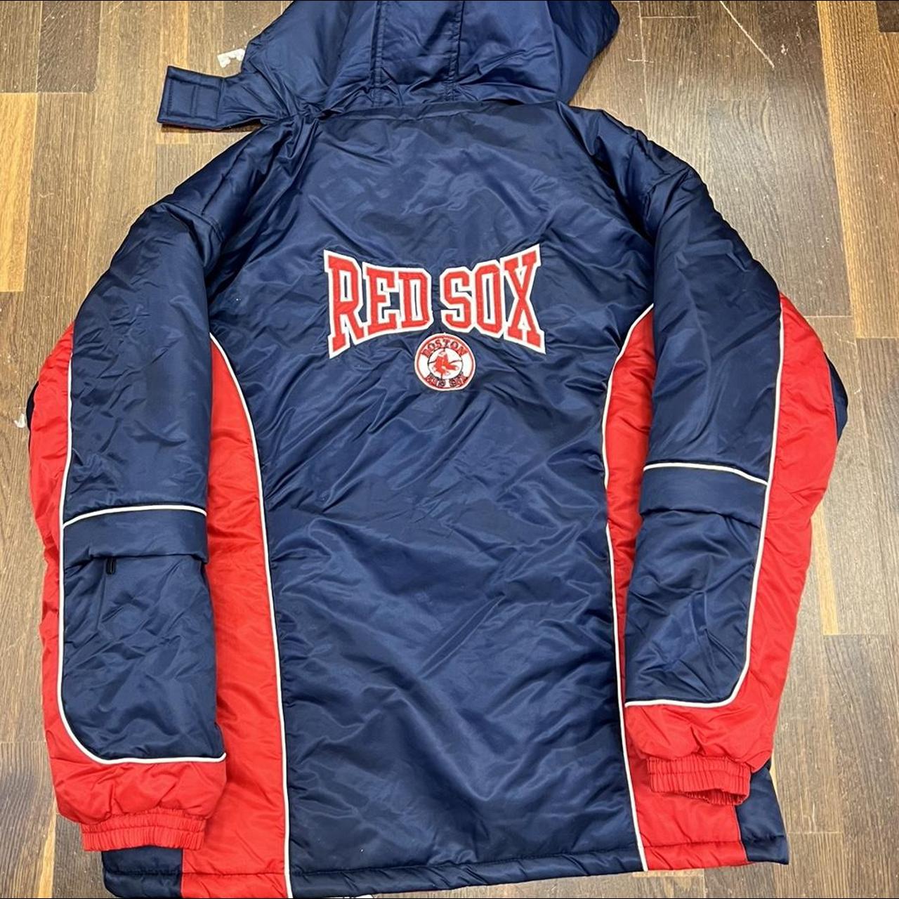 Item: 2003 Red Sox jacket Size: XL Condition: used - Depop