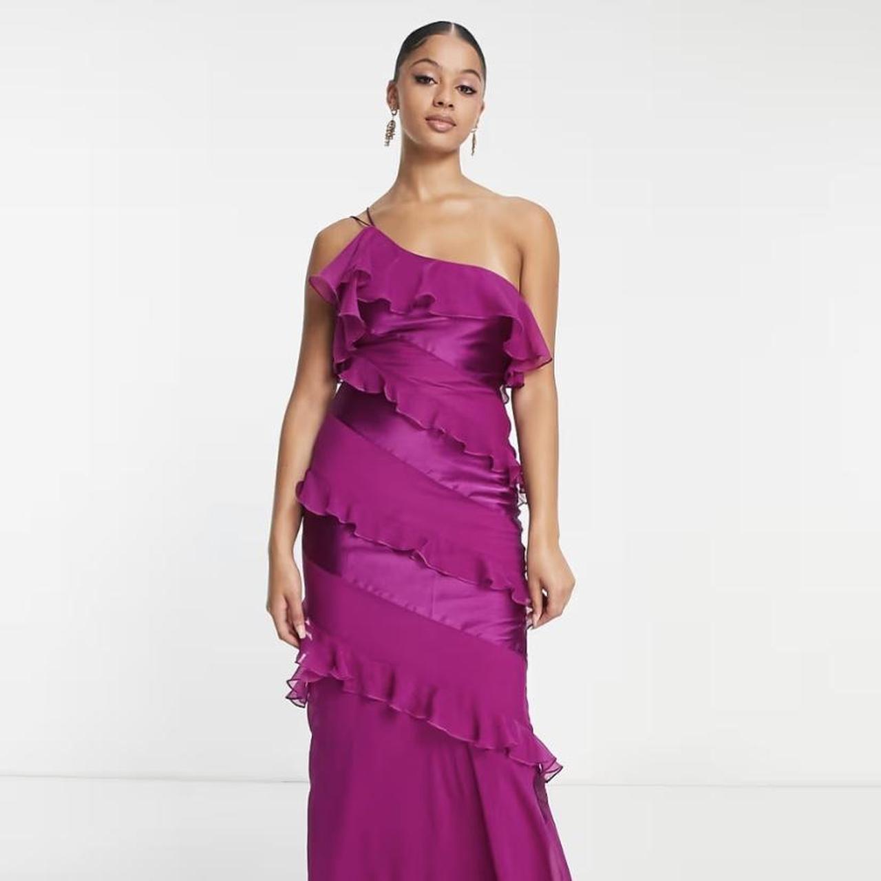 Purple Asos One Sleeve Dress ASOS Dresses Anaya Bridesmaid Satin