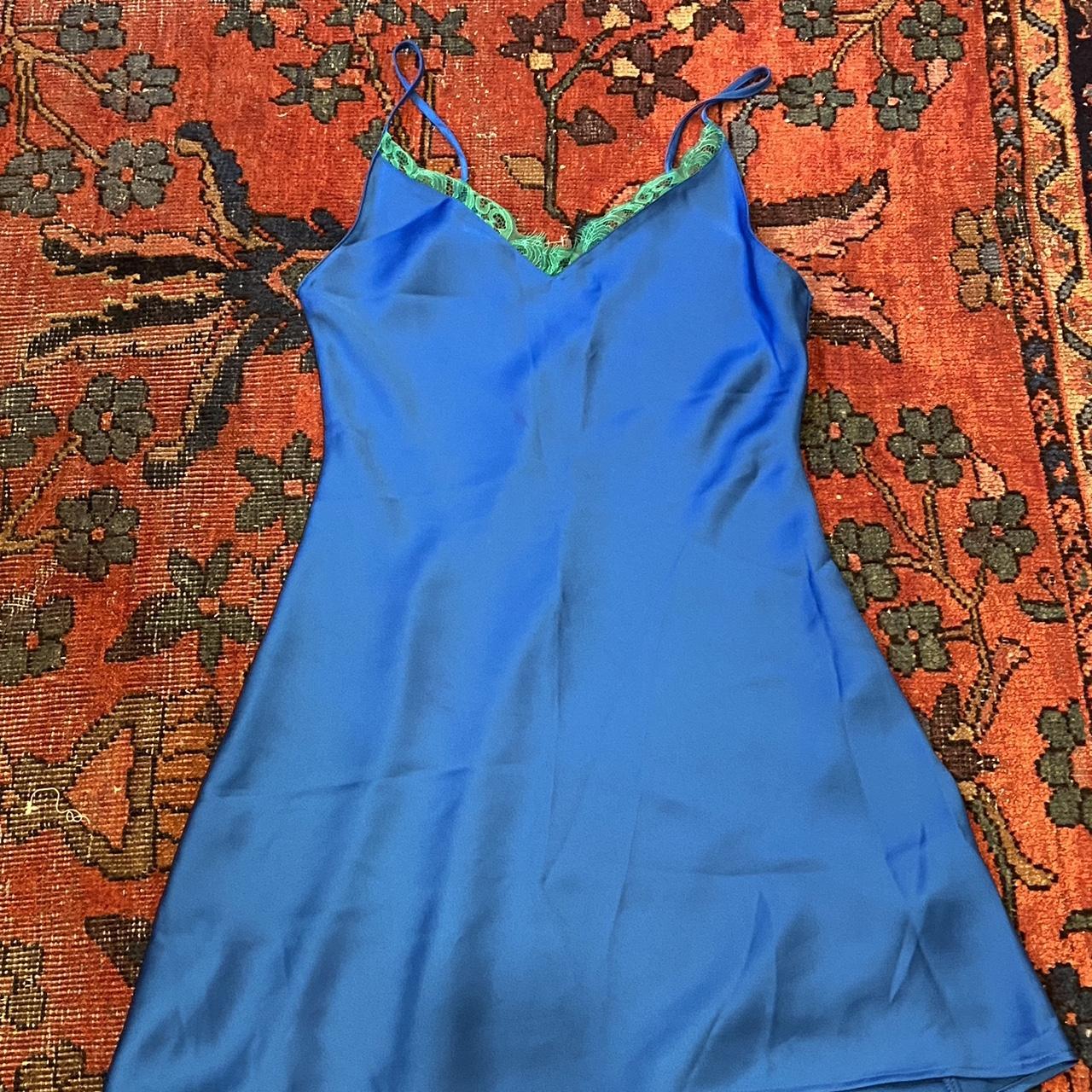 Satin Slip Blue Dress Zara Size S Never worn - Depop