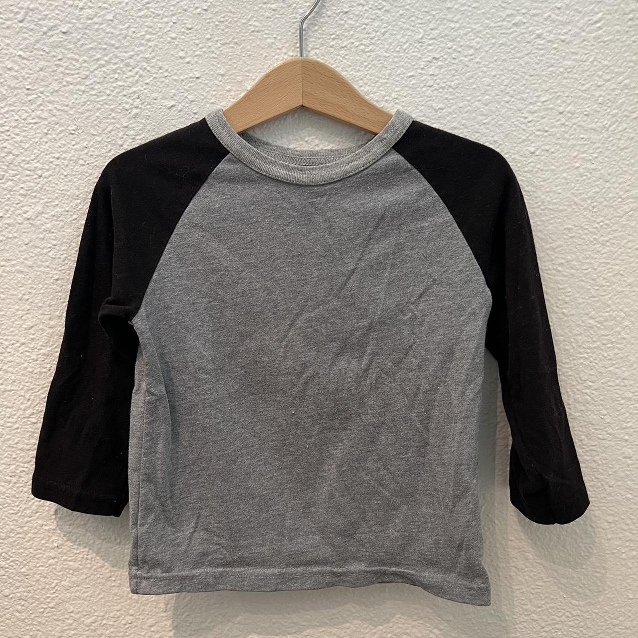 Black and grey baseball quarter sleeve toddler shirt... Depop