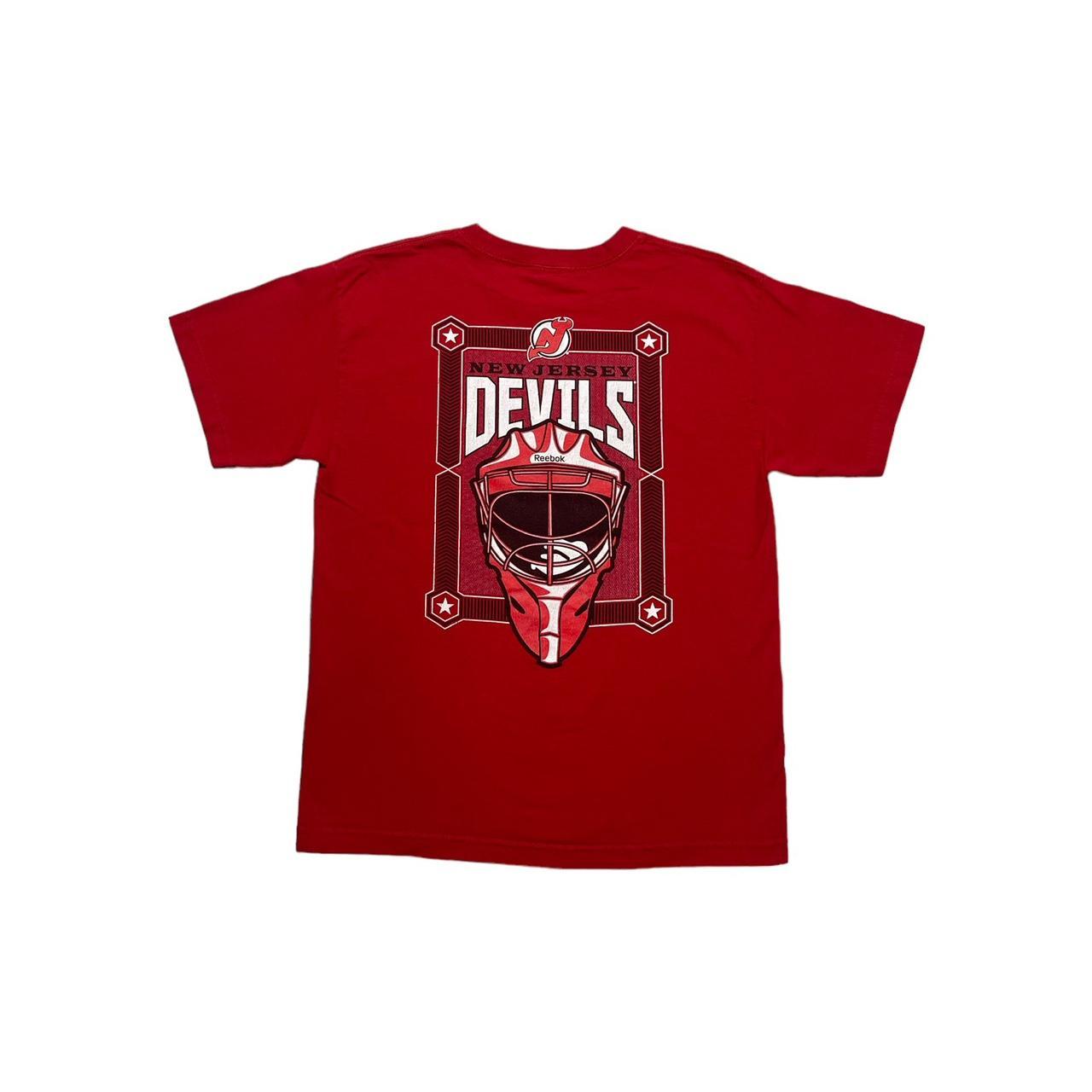 New Jersey Devils Logo T Shirt Womens Size 1X Majestic Red Glitter