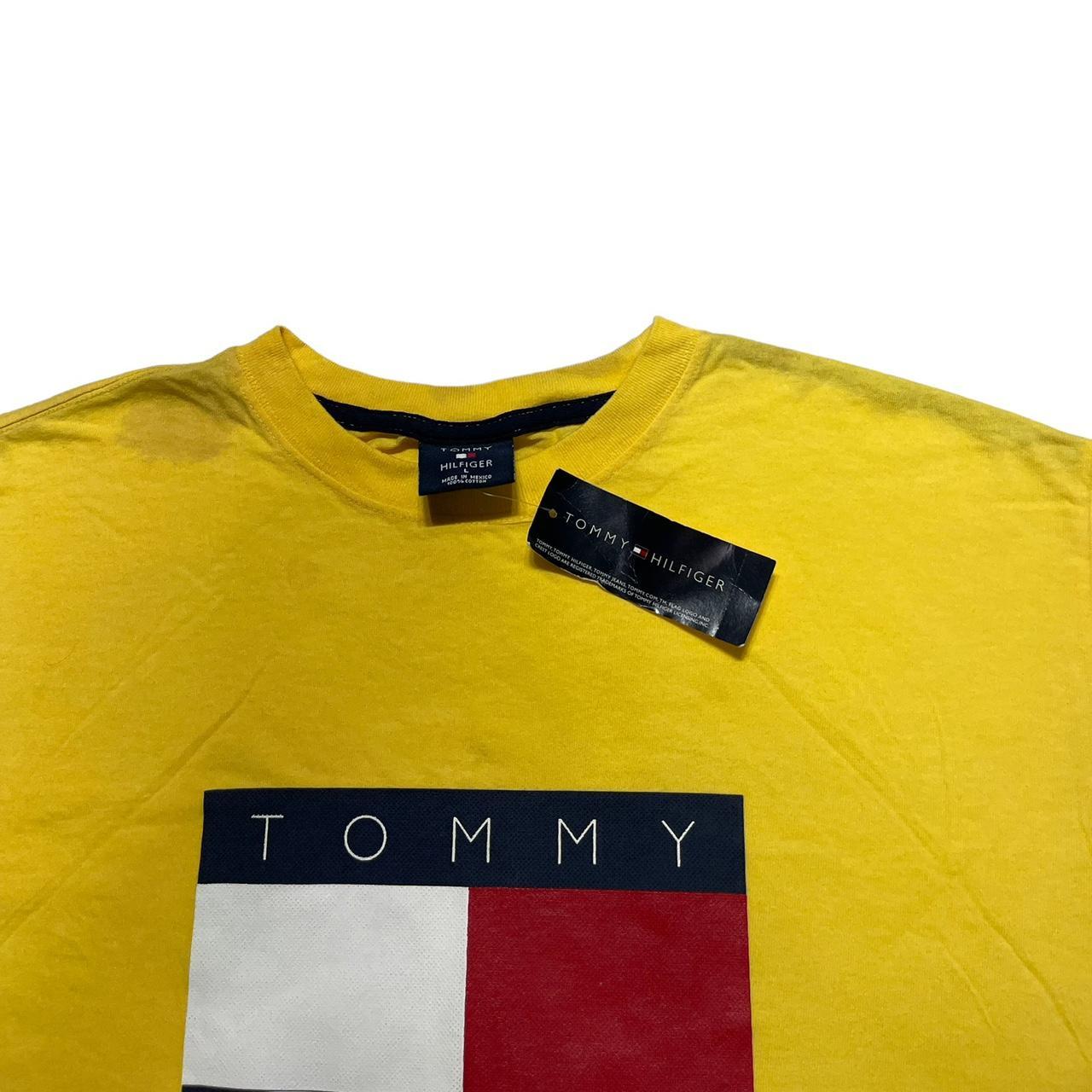 Tommy Hilfiger Men's Yellow and Red Tshirt Depop