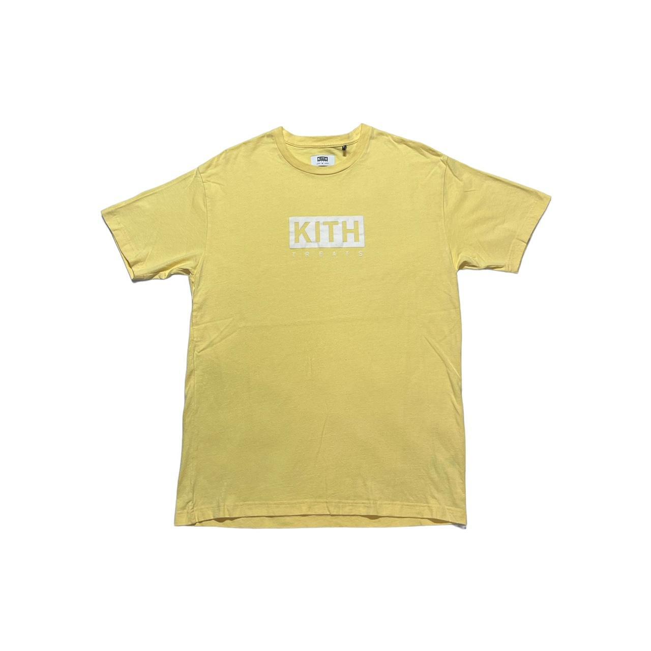 Kith Men's Yellow and White Tshirt Depop