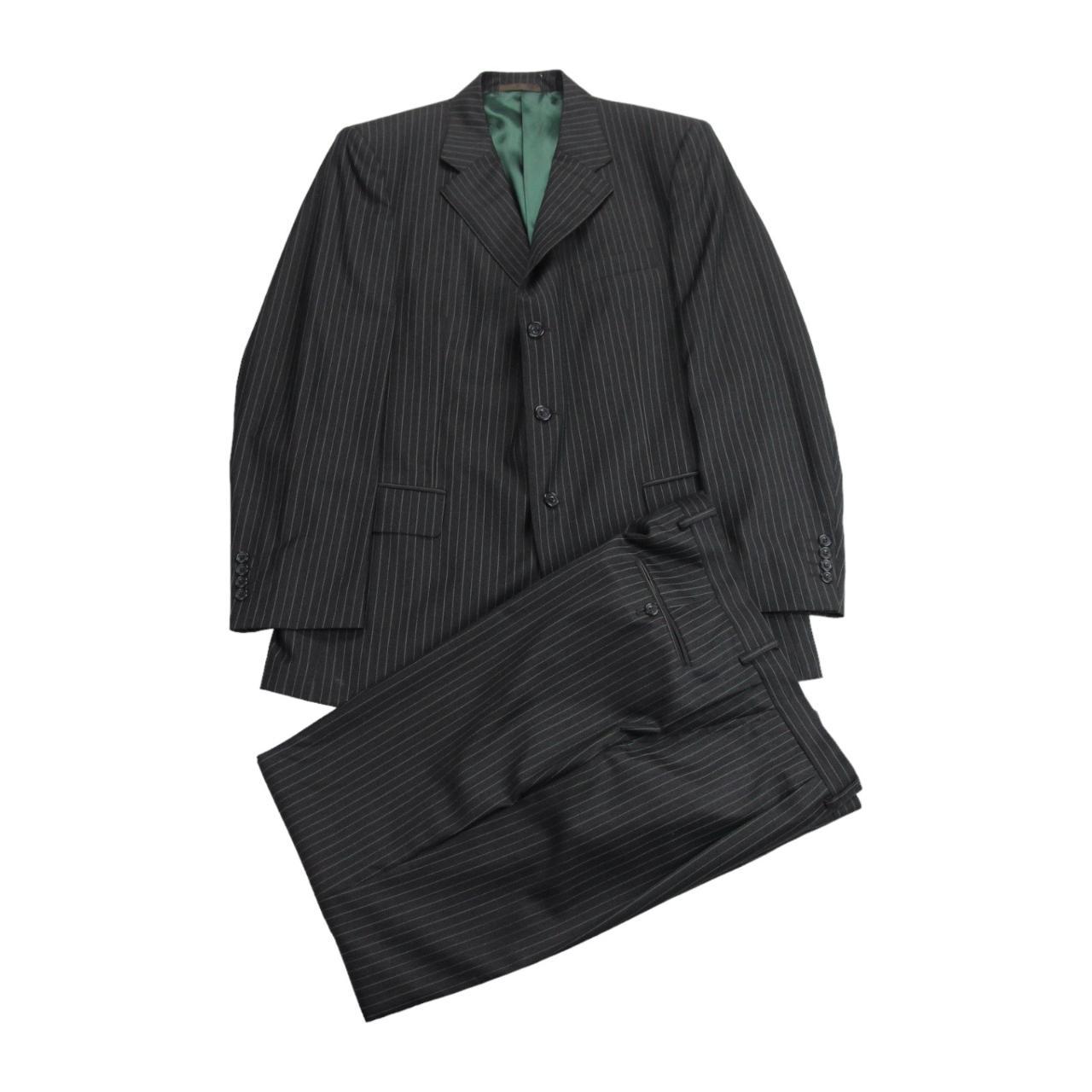 Aquascutum Suit Mens 44 R Dark Brown Green Pinstripe Depop