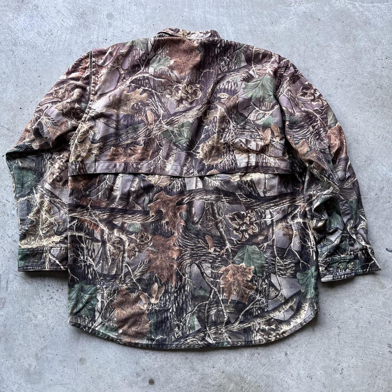 cabela's live camo button up jacket. this coat is... - Depop