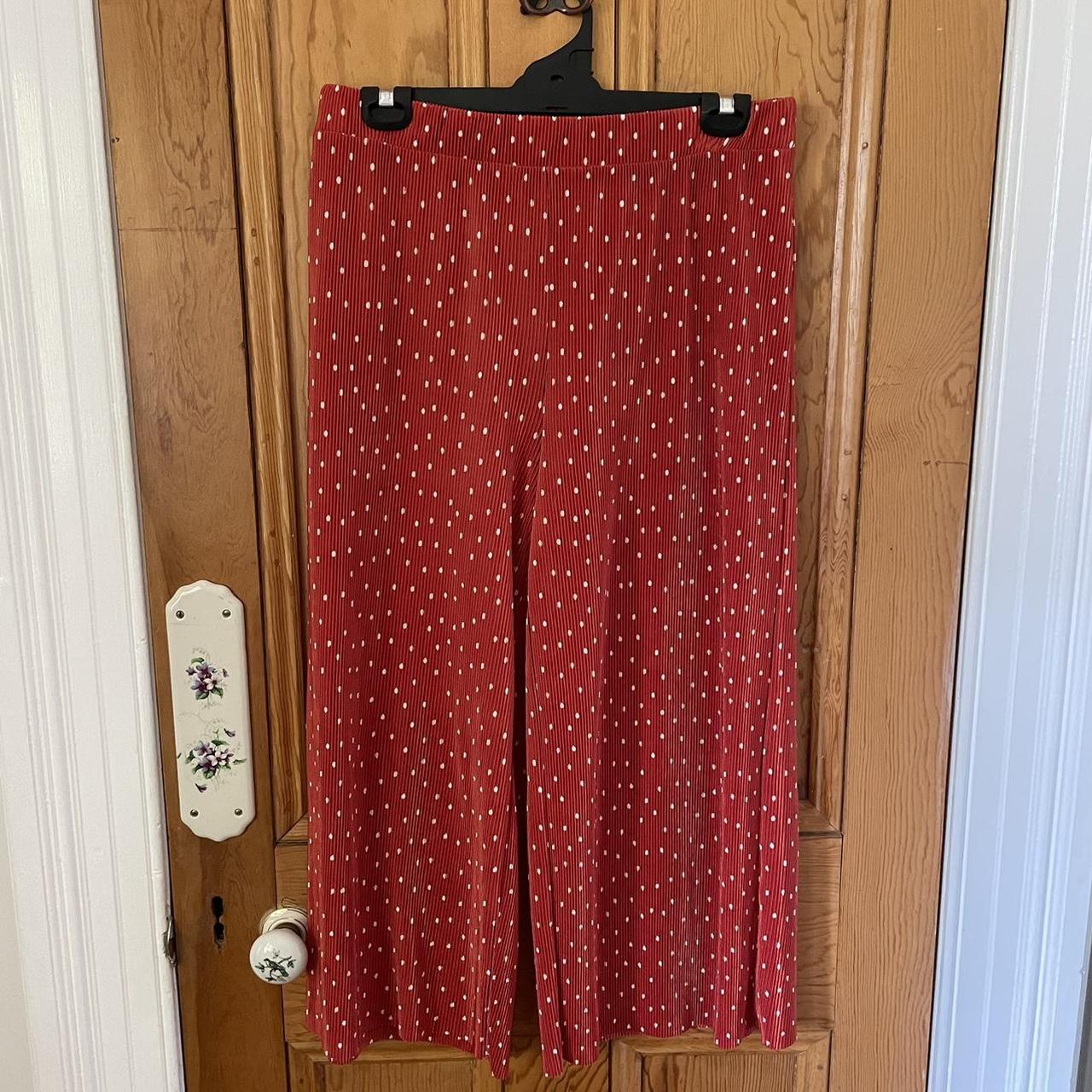 Sportsgirl red and white polka dot plisse pants Depop