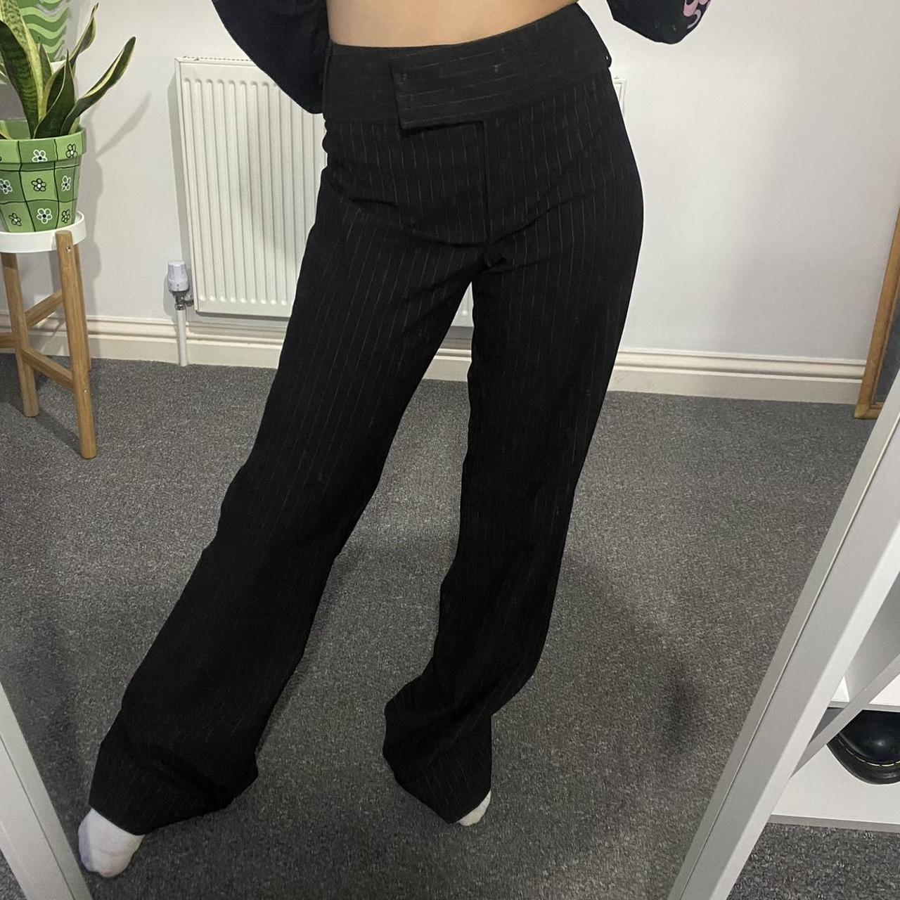 Women's Black and White Trousers Depop