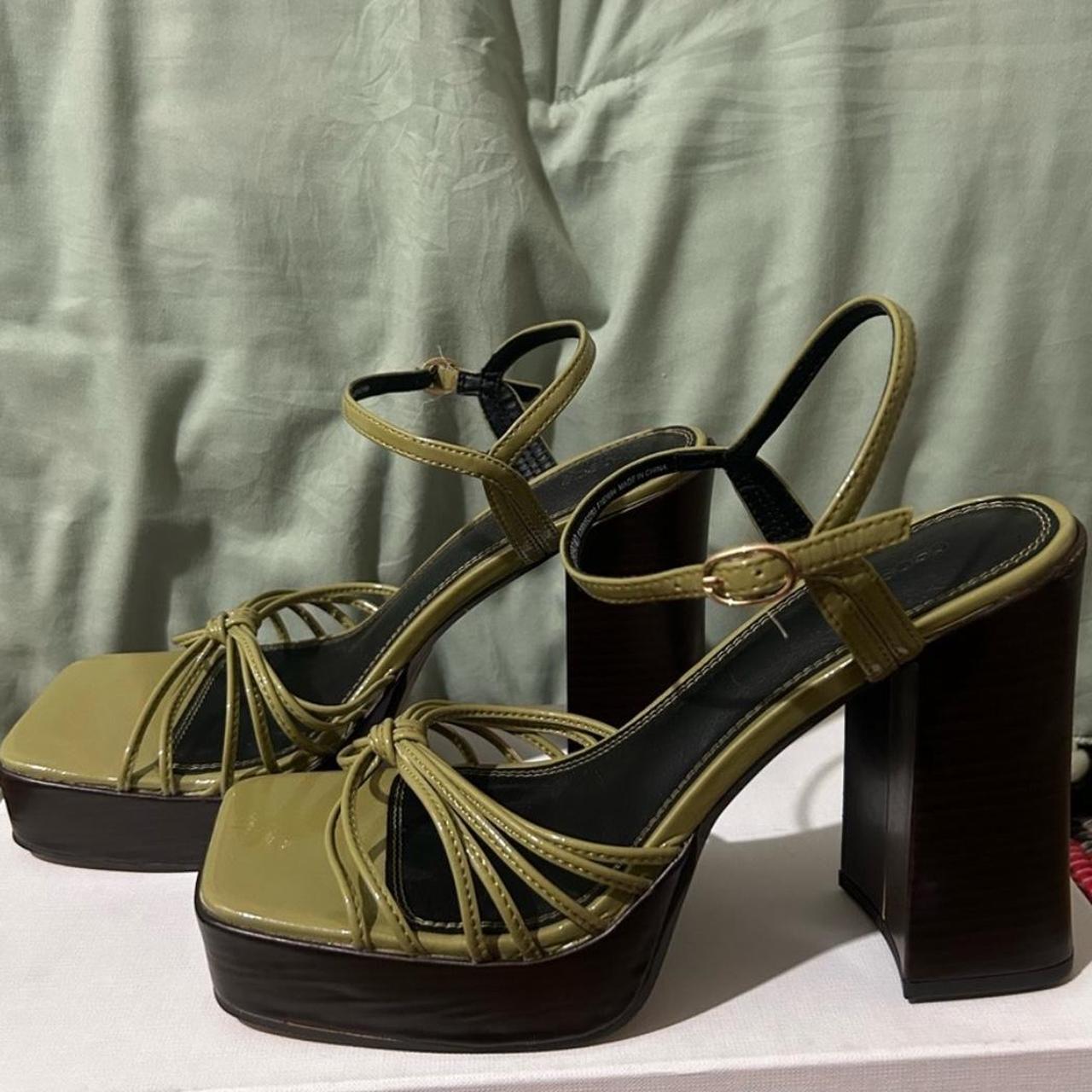 NWOT, Green ASOS Platform Heels with Square Depop