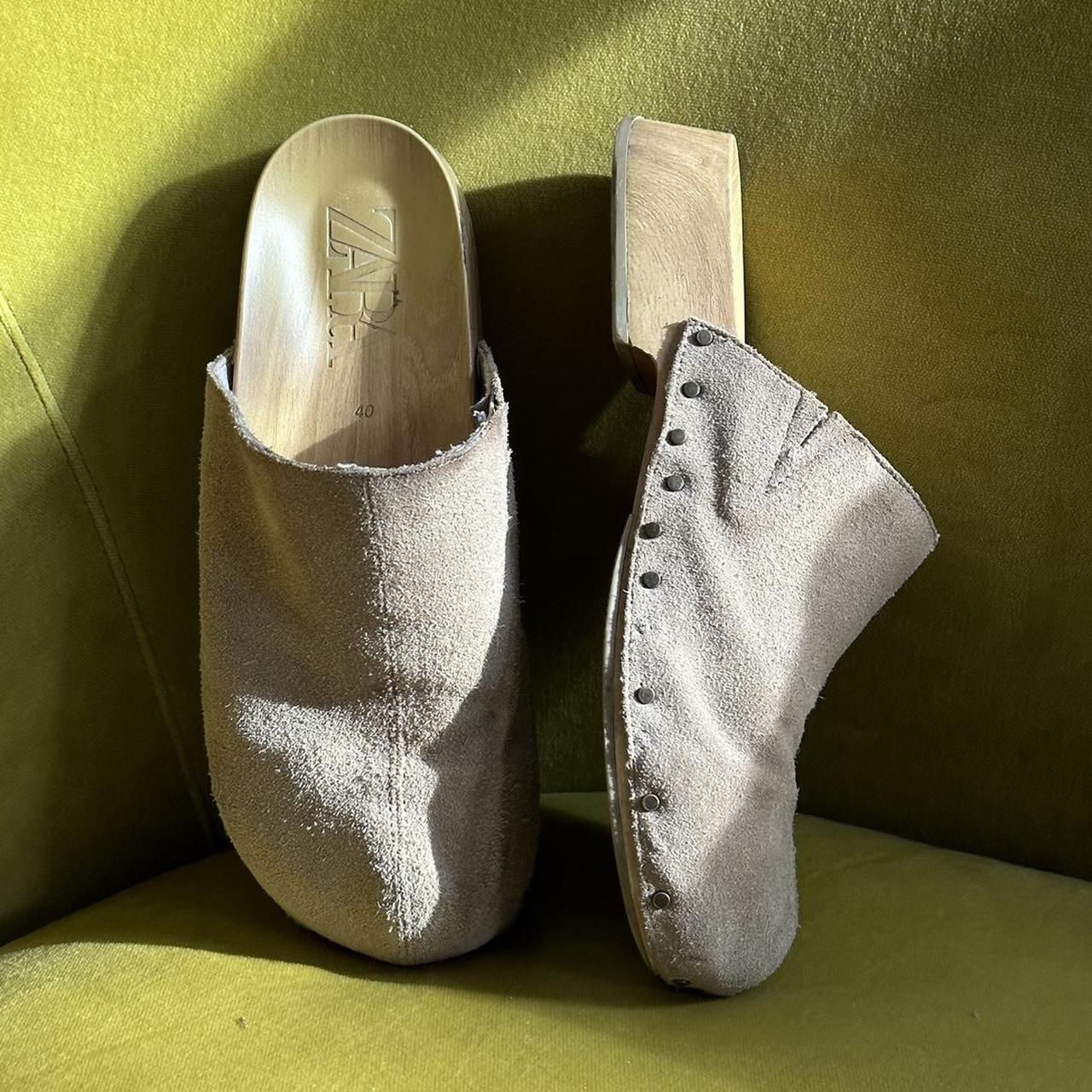 Zara wooden / suede clogs. They remind me of the... Depop