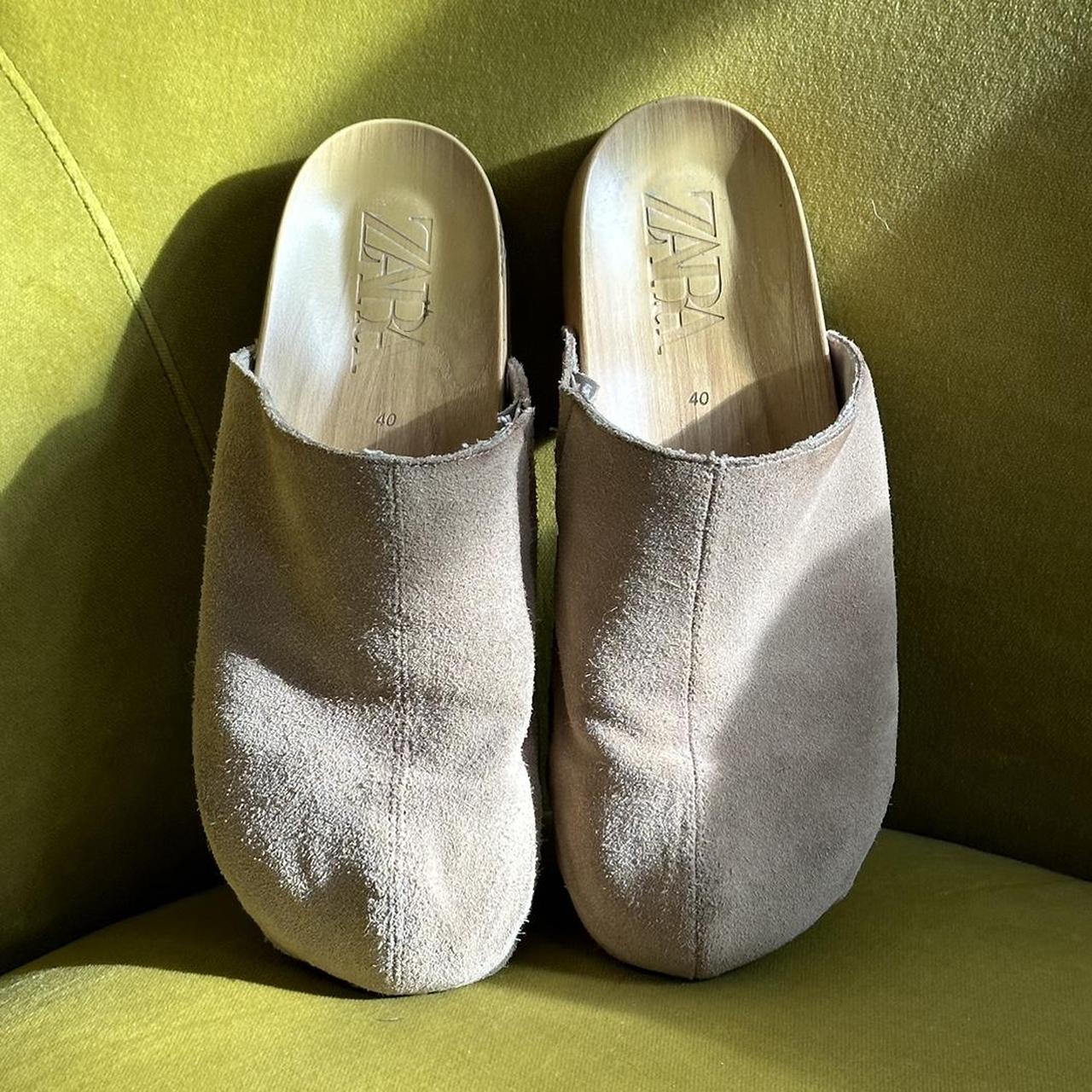 Zara wooden / suede clogs. They remind me of the... Depop