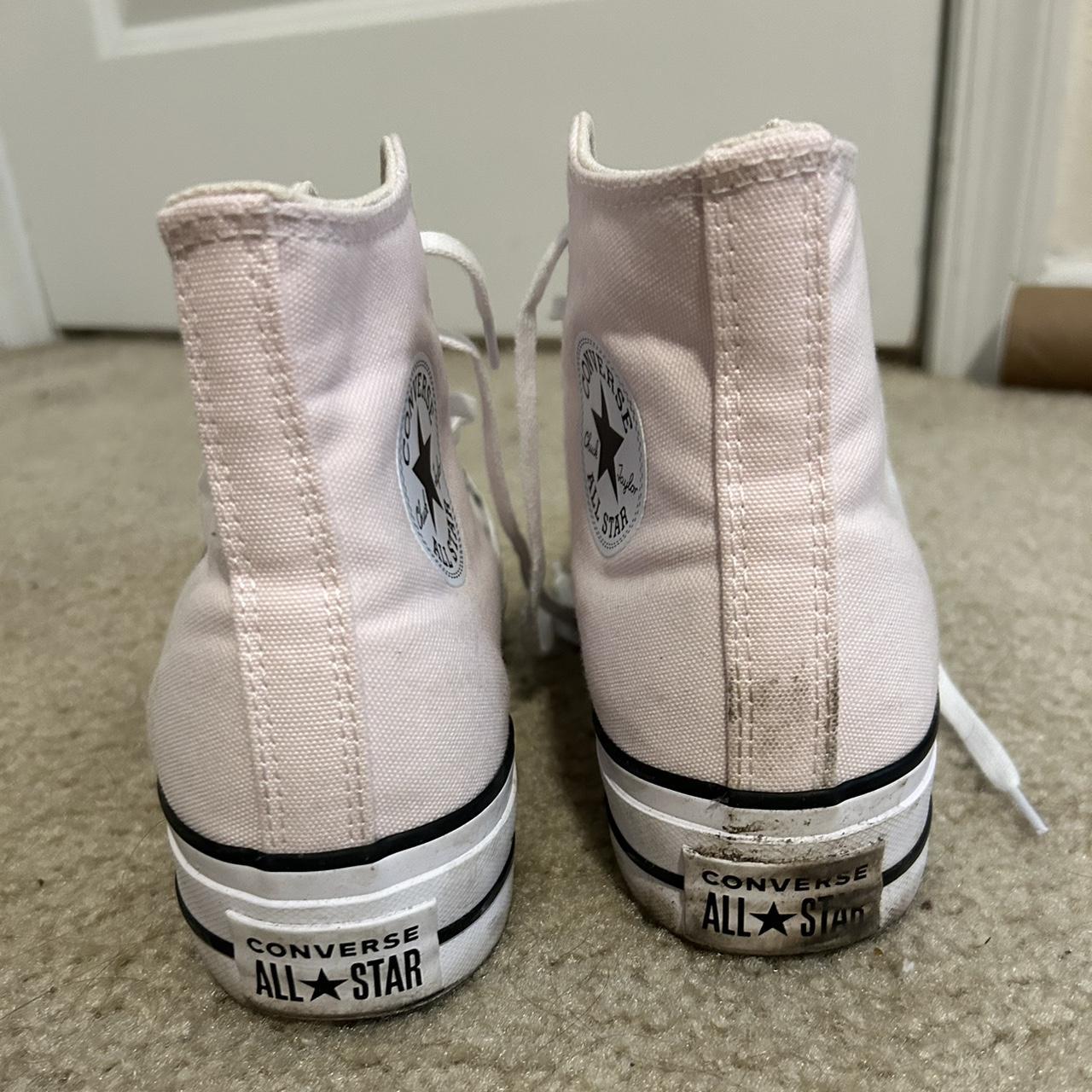 Converse Women's White and Pink Trainers | Depop